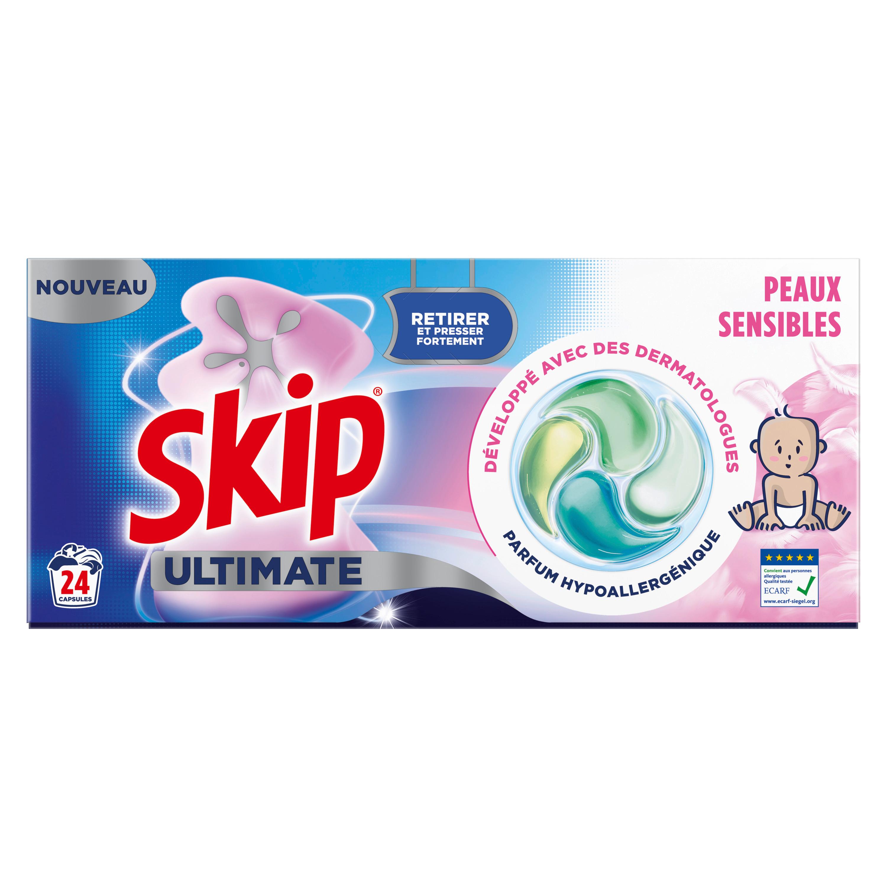 Voir la diapositive 4 : SKIP Lessive Capsules Ultimate 4en1 Peaux sensibles 24 lavages 24 doses