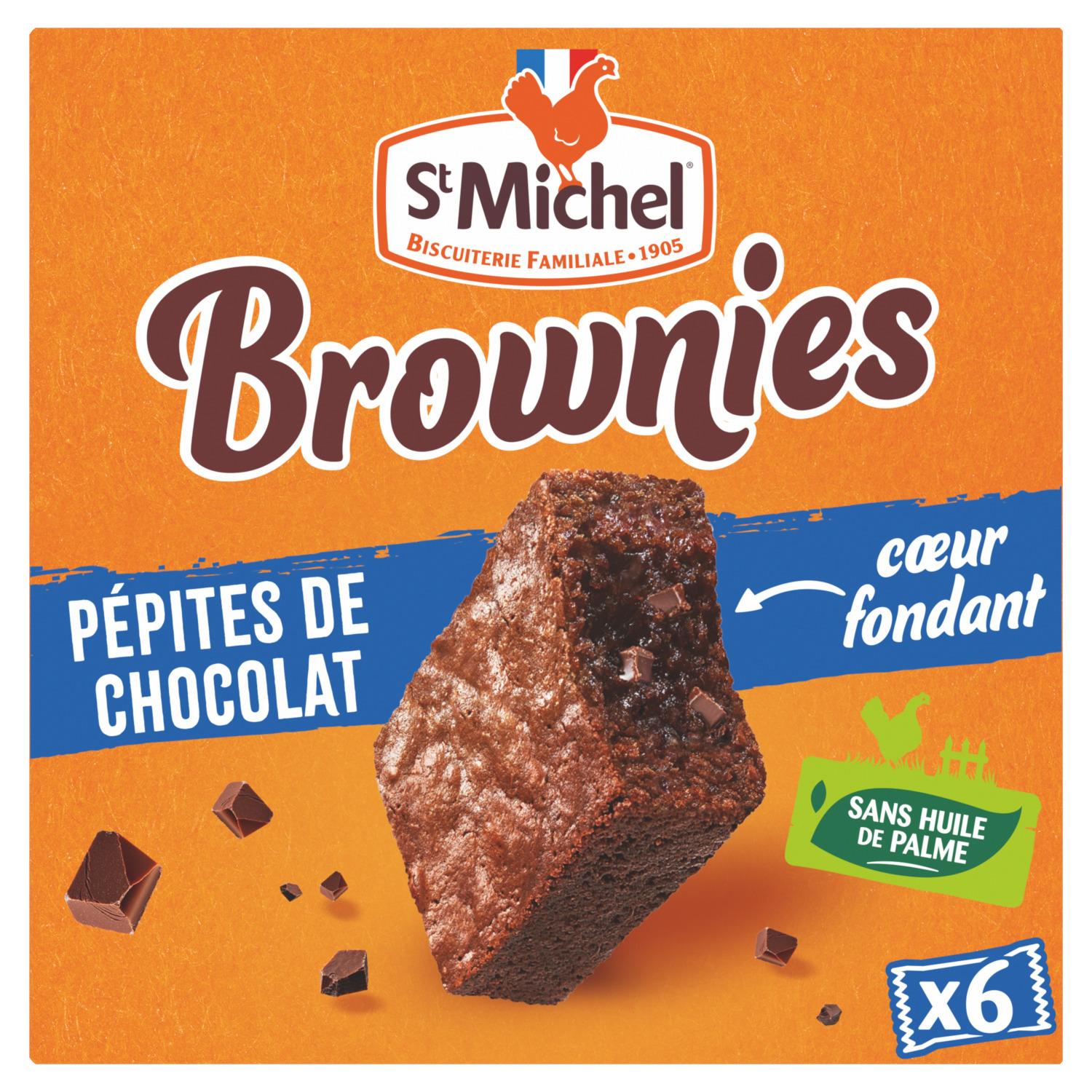 ST MICHEL Brownies aux pépites de chocolat sans huile de palme 6 brownies 180g
