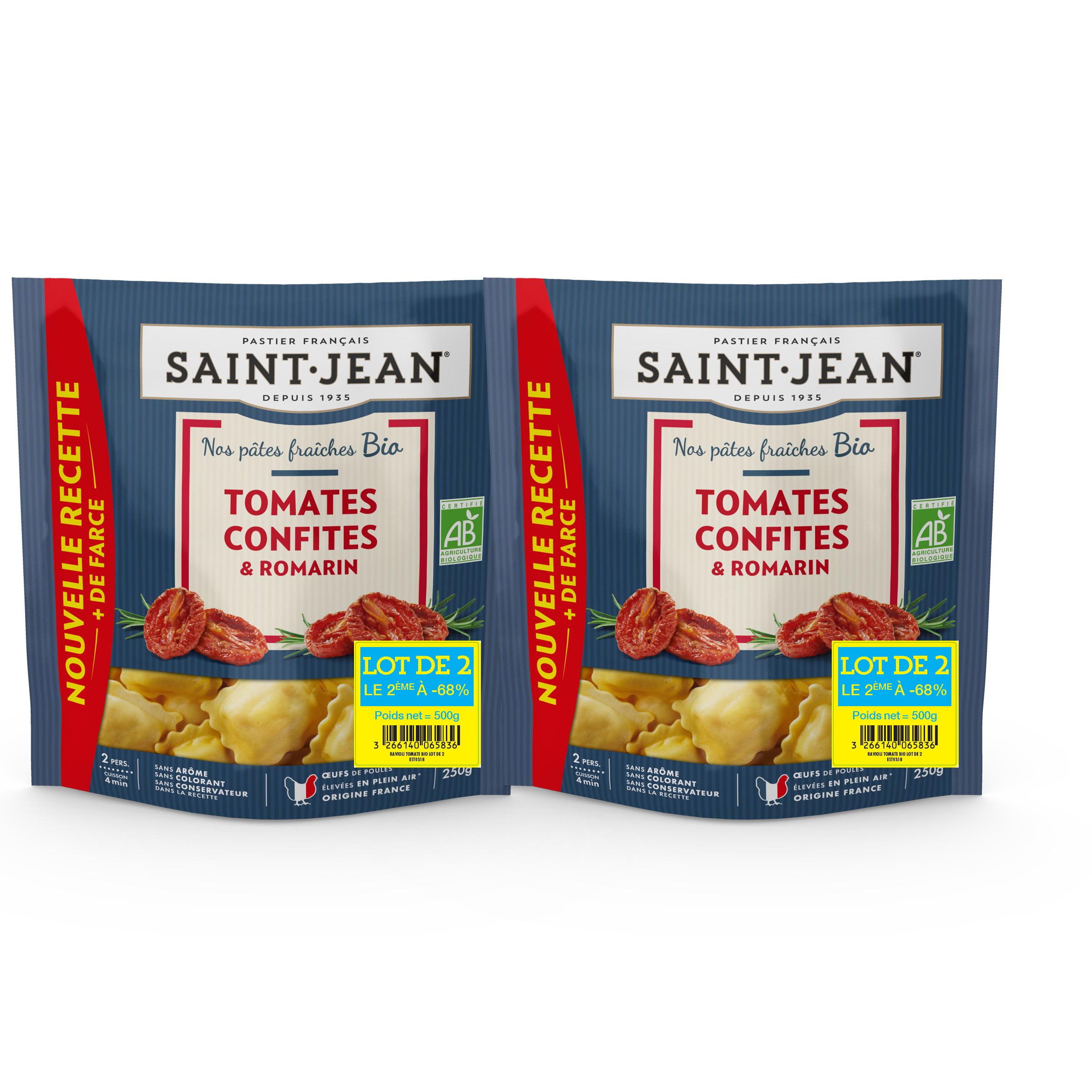 SAINT JEAN Raviolis bio aux tomates confites et romarin 4 parts 2x250g