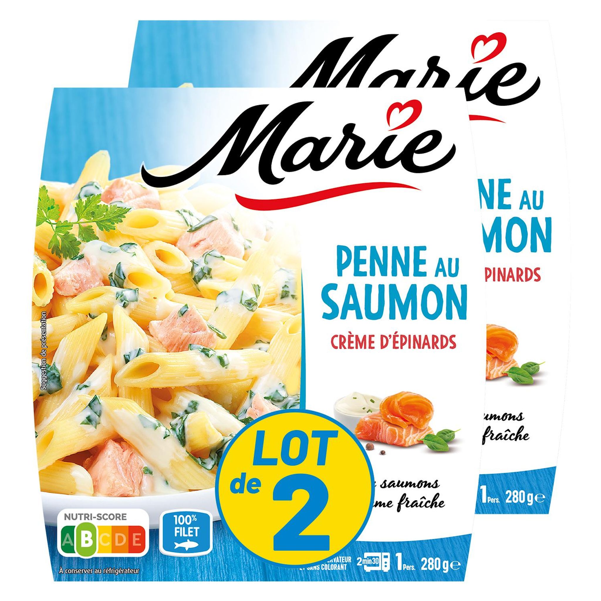 MARIE Penne saumon crème d'épinards 2 parts 2x280g