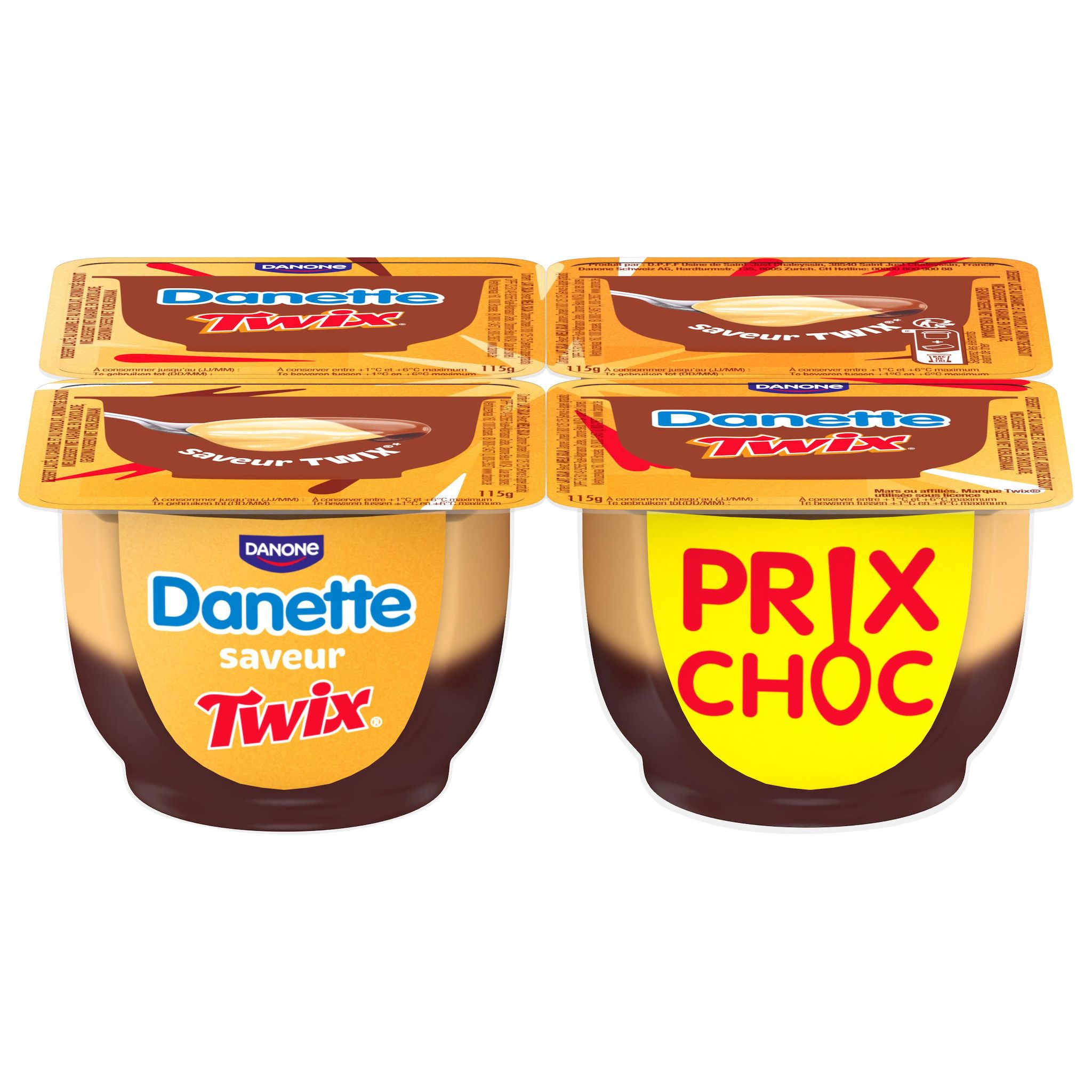 DANETTE Crème dessert saveur Twix 4x115g