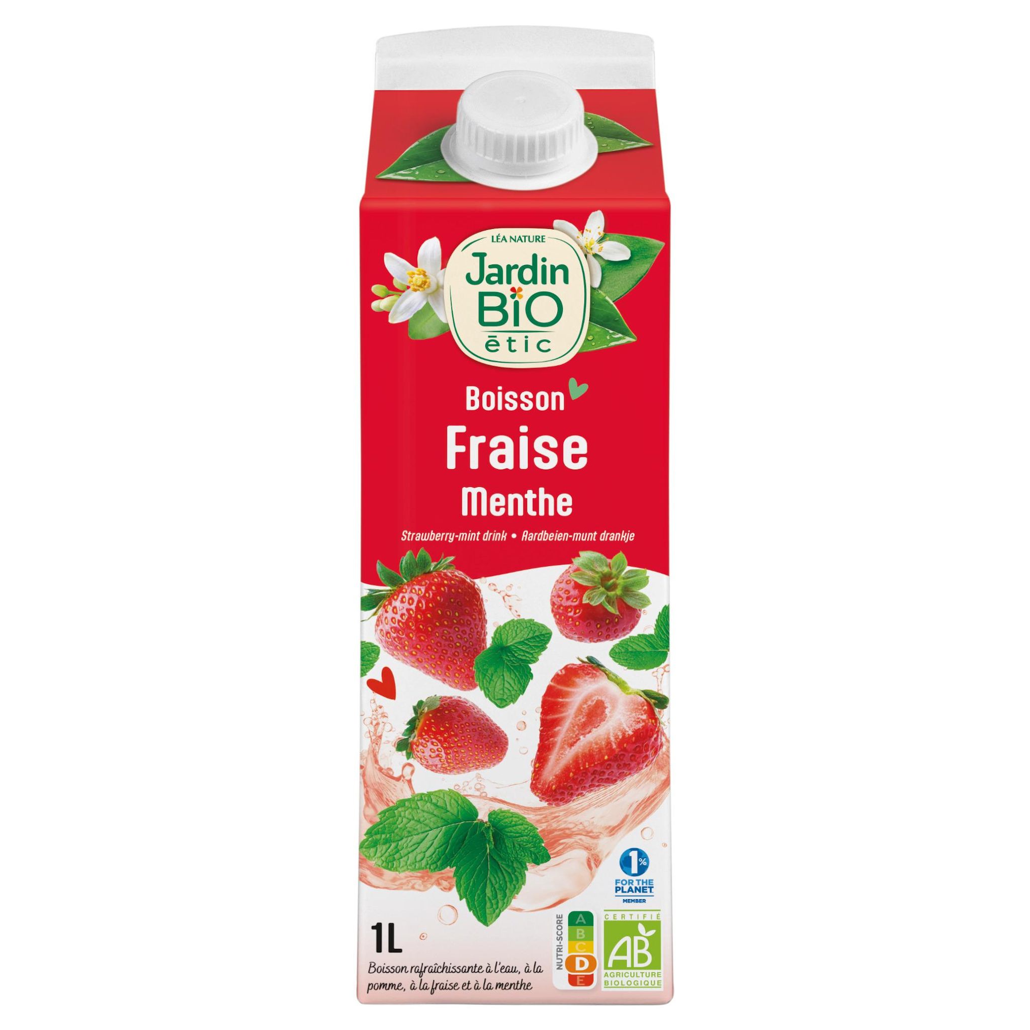 JARDIN BIO ETIC Boisson au jus de fraise menthe brique 1l