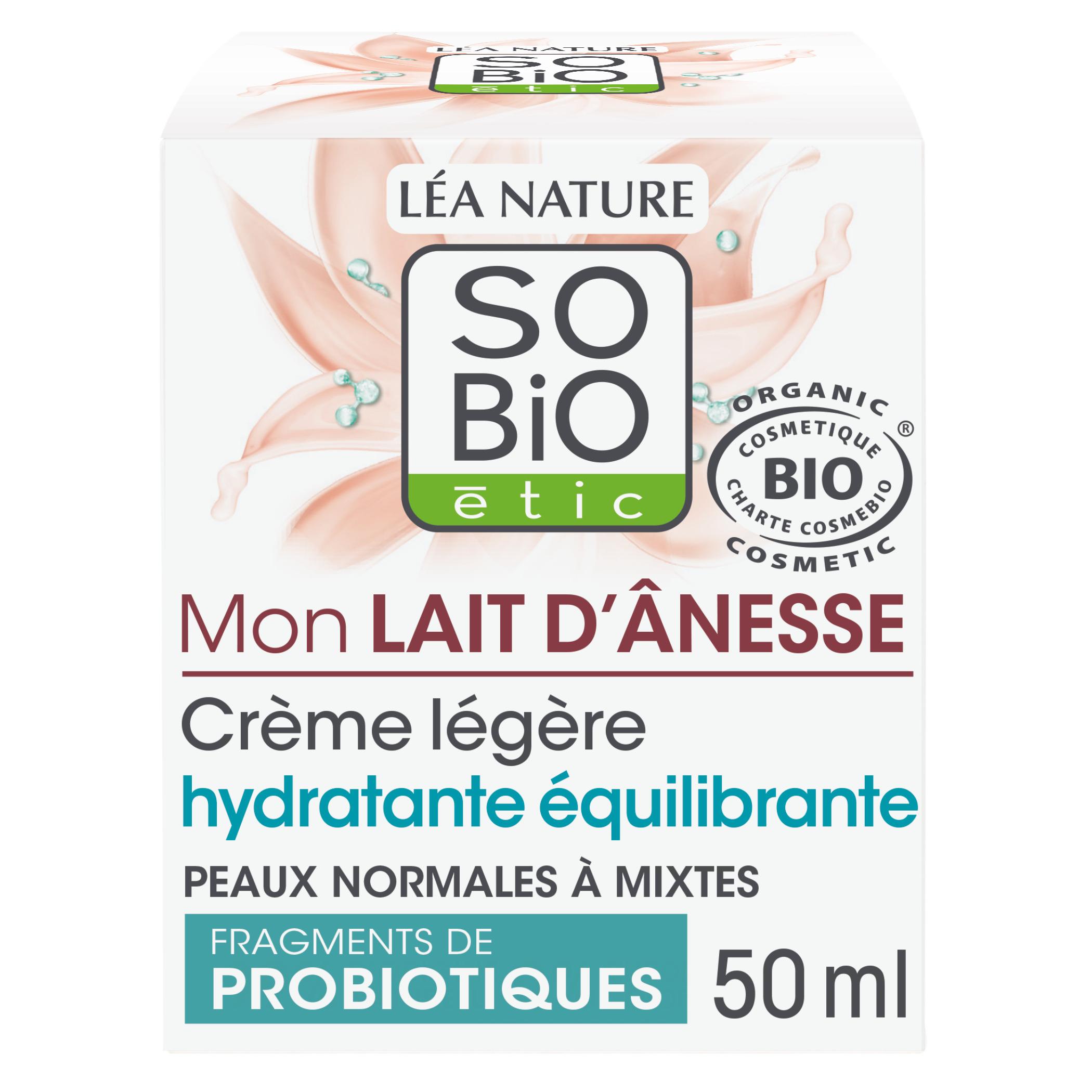 SO BIO ETIC Mon Lait D'Anesse Crème légère hydratante équilibrante peaux normales à mixtes 50ml