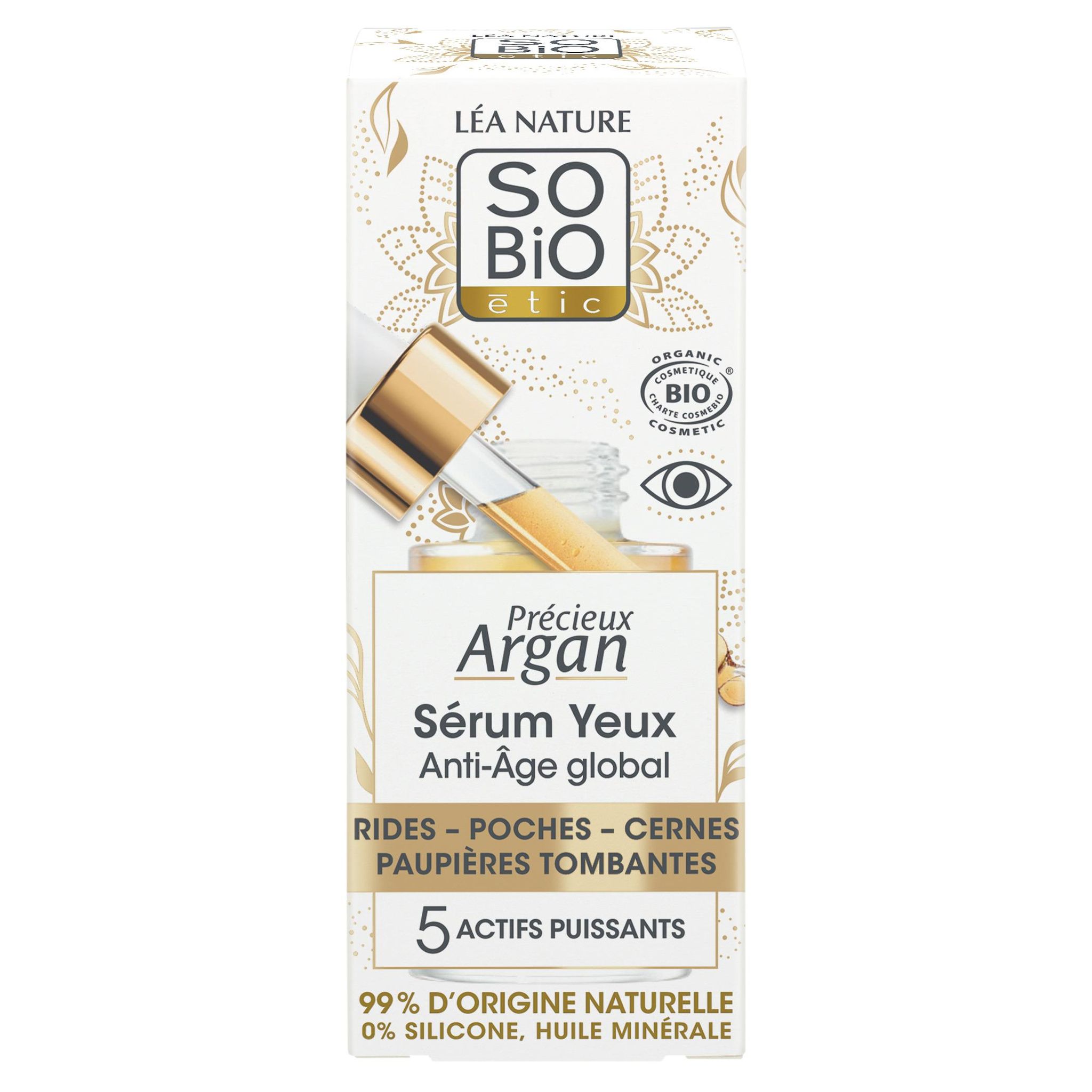 SO BIO ETIC Précieux Argan Sérum yeux anti-âge global rides poches cernes paupières tombantes 14ml