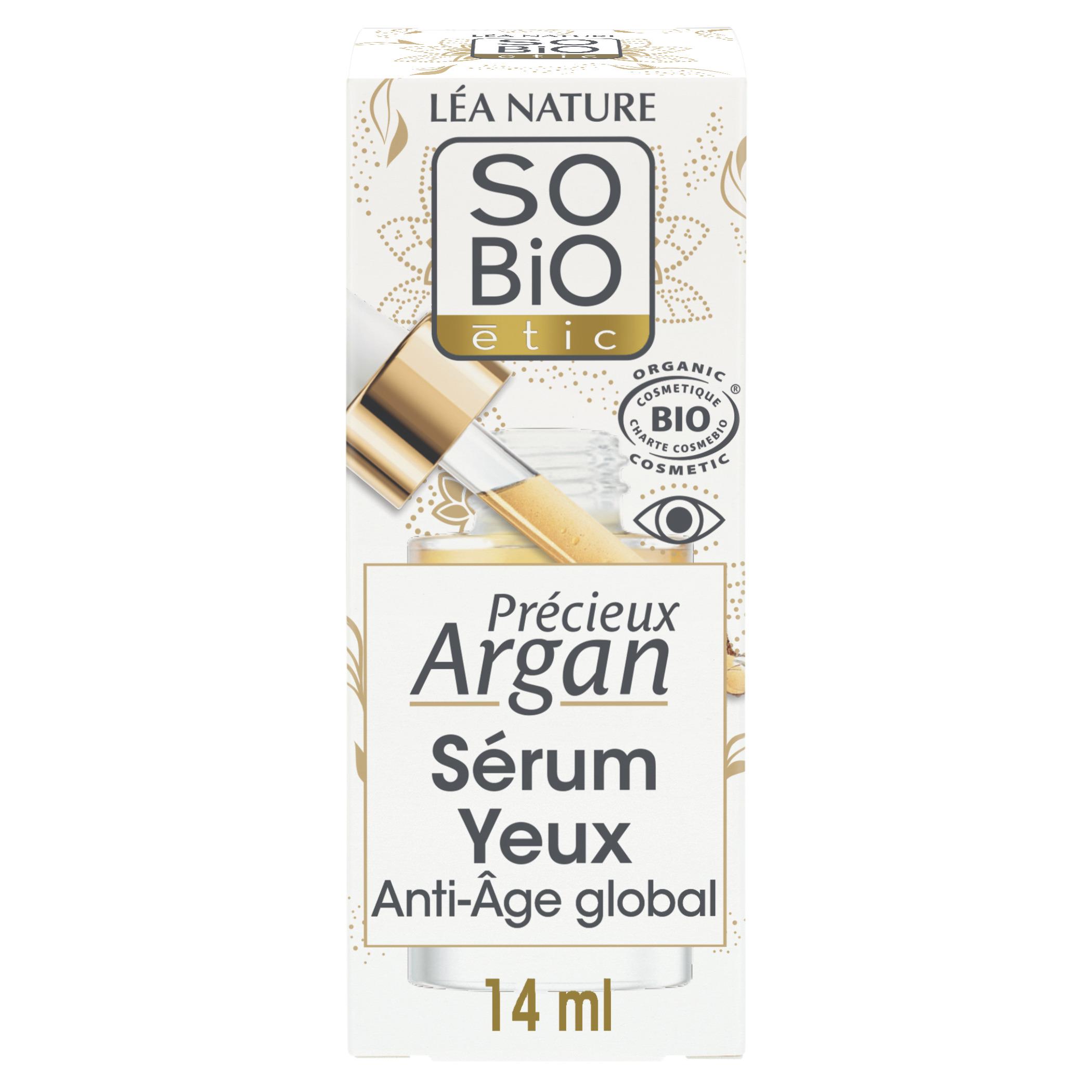 Voir la diapositive 2 : SO BIO ETIC Précieux Argan Sérum yeux anti-âge global rides poches cernes paupières tombantes 14ml