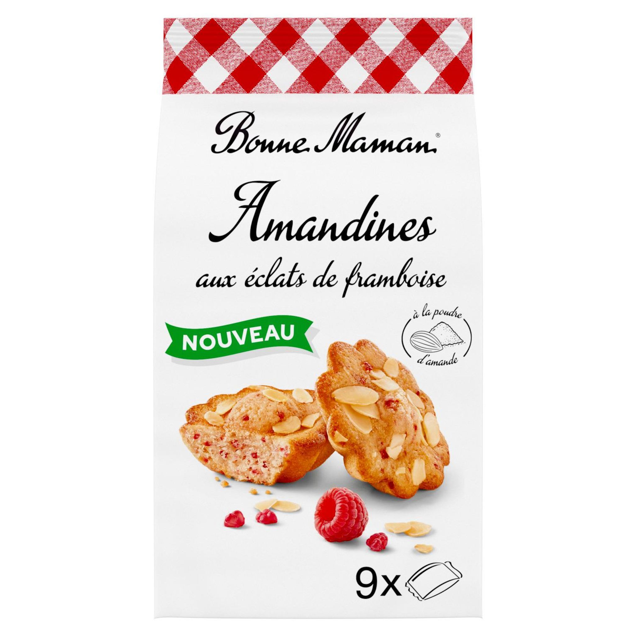 BONNE MAMAN Amandines aux éclats de framboise 9 gâteaux 225g