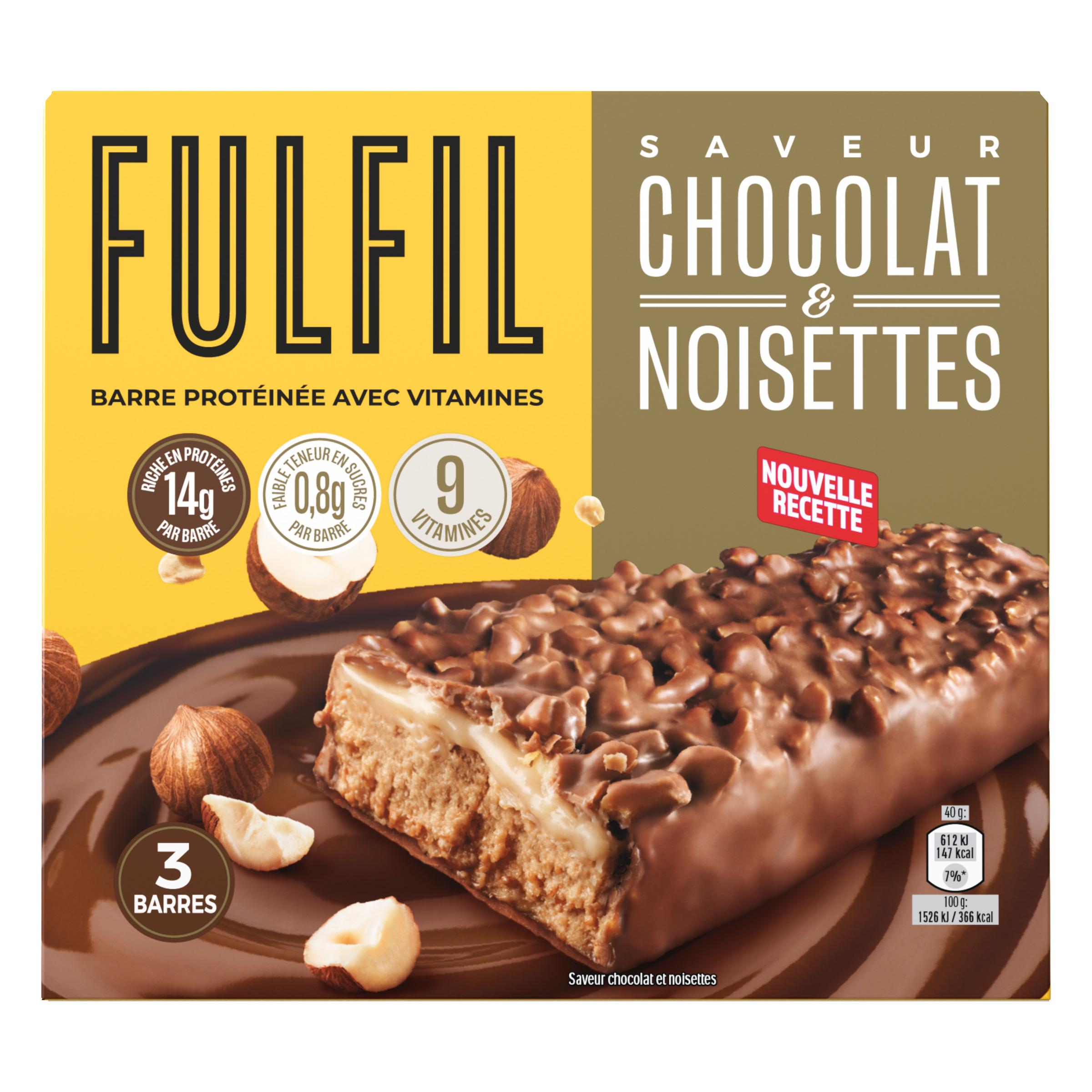FULFIL Barres protéinées saveur chocolat noisettes 3 barres 3x40g