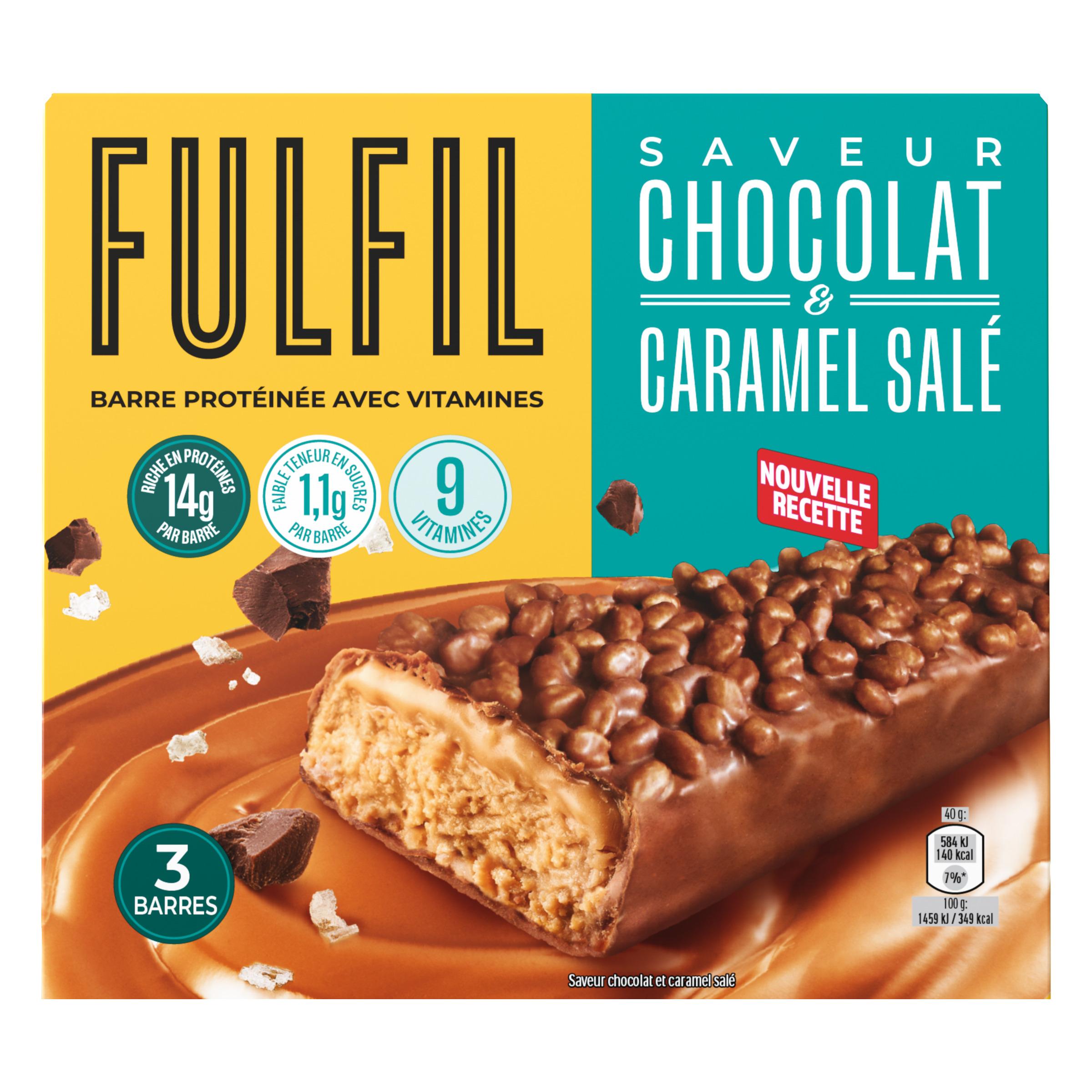 FULFIL Barres protéinées saveur chocolat et caramel salé 3 barres 3x40g