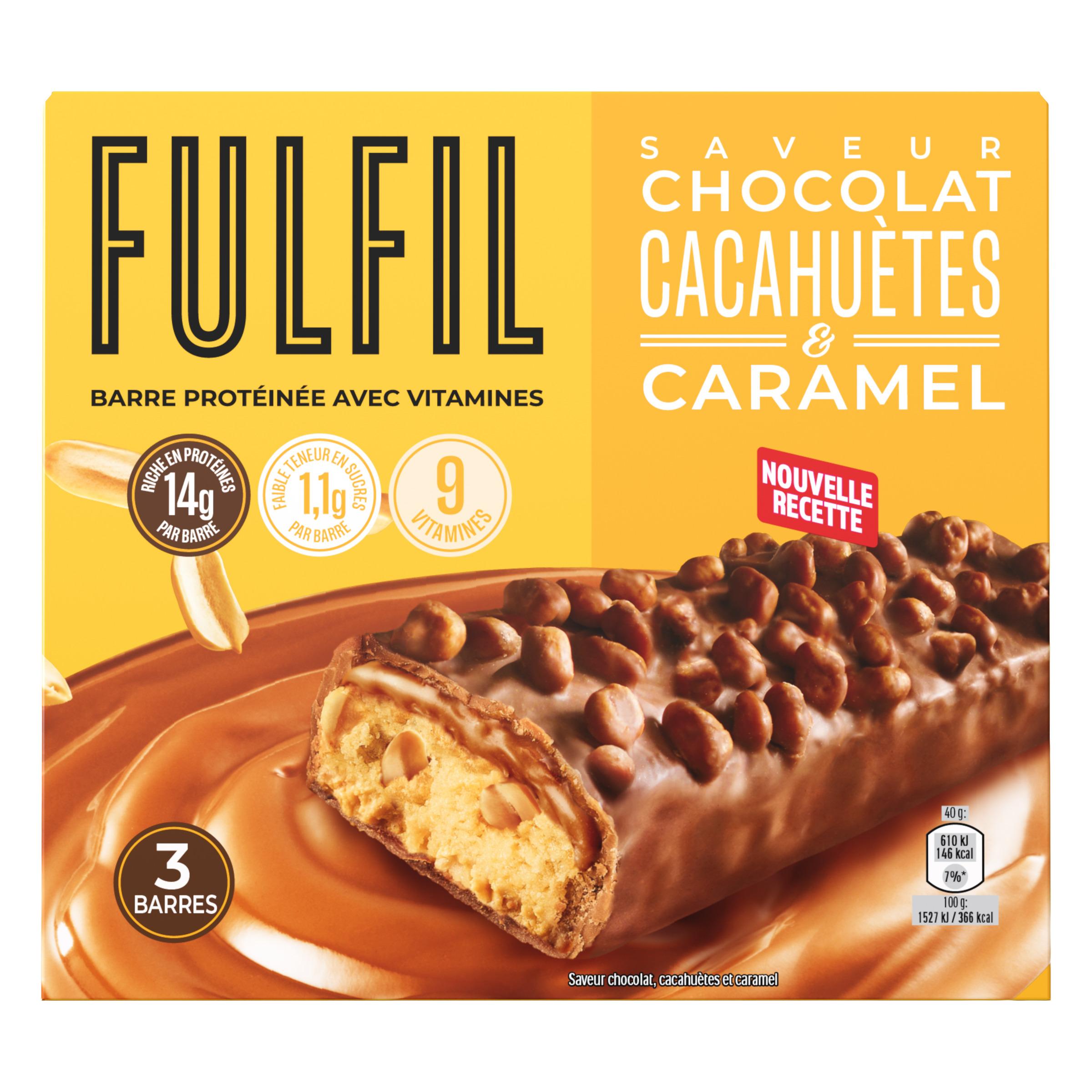 FULFIL Barres protéinées saveur chocolat et cacahuètes caramel 3 barres 3x40g