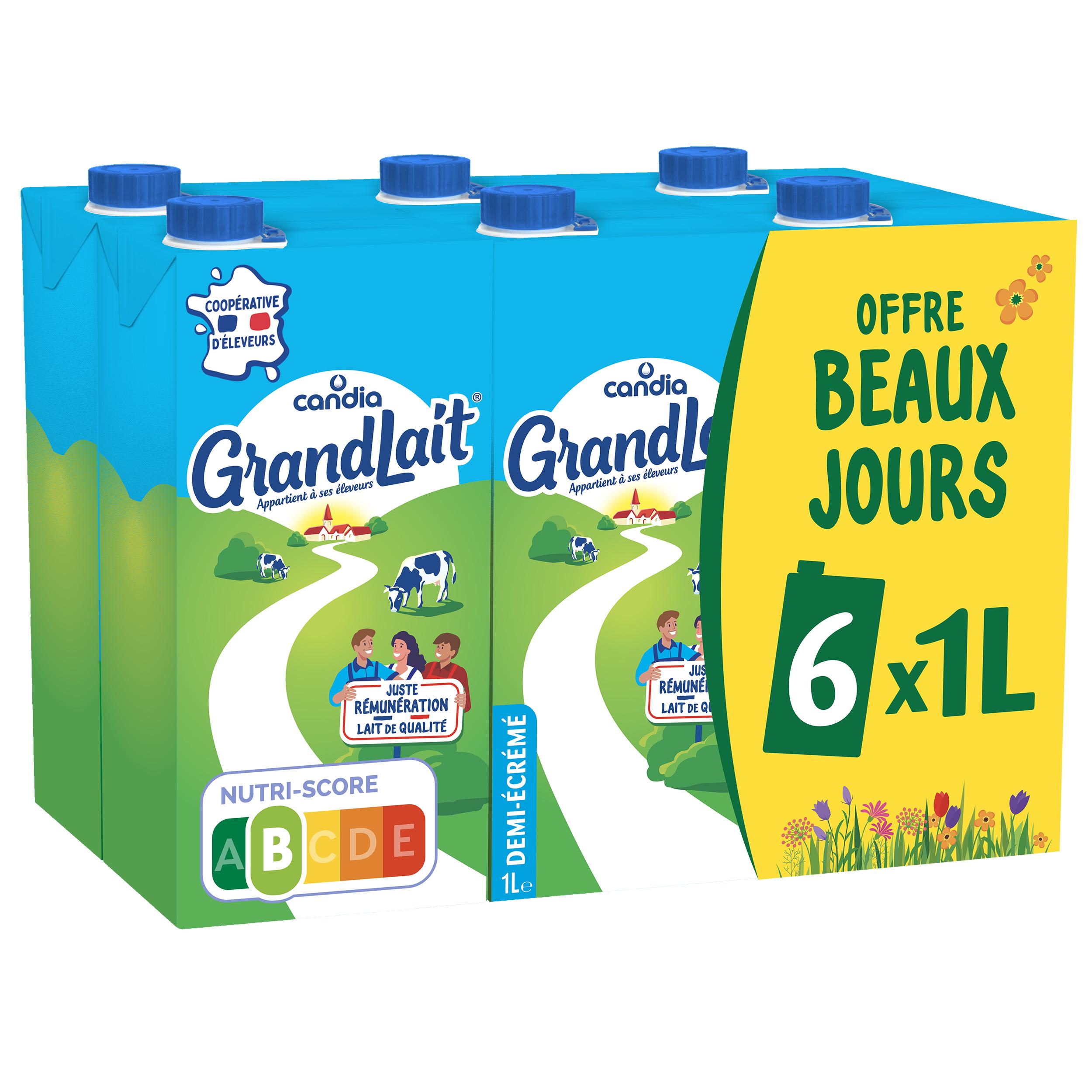 CANDIA Grandlait lait demi-écrémé 6x1l