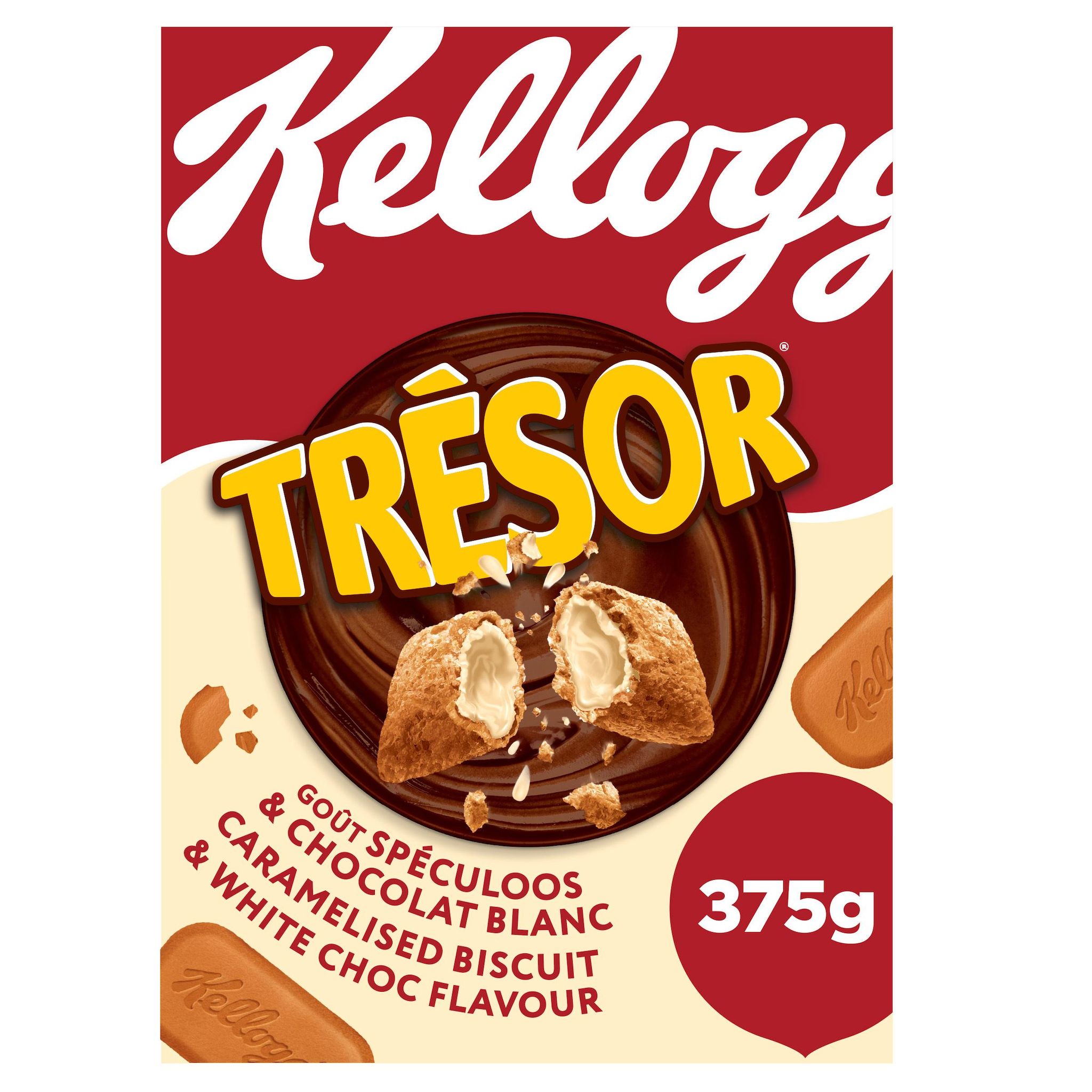 KELLOGG'S Trésor Céréales fourrées au spéculoos et chocolat blanc 375g