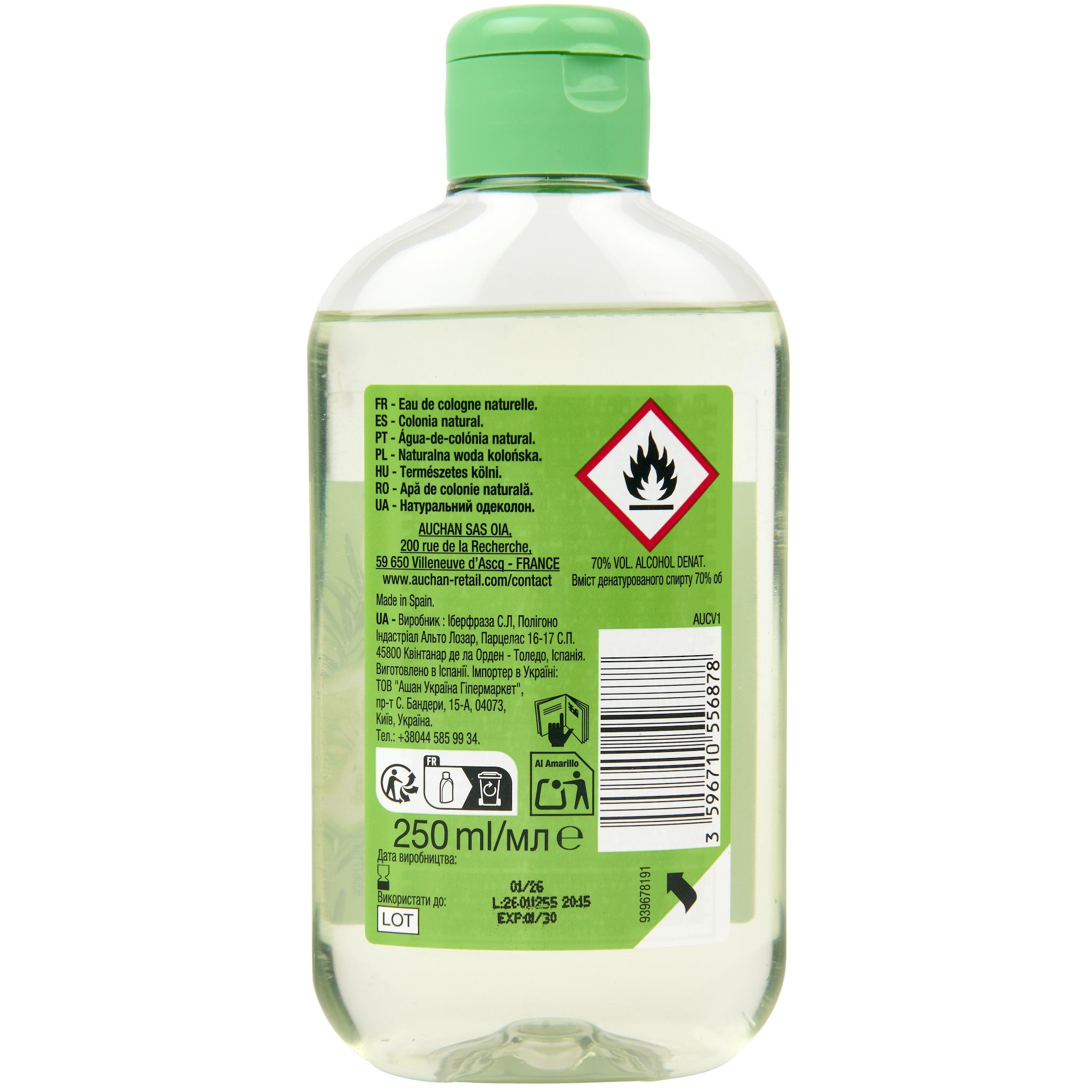 Voir la diapositive 2 : COSMIA Eau de Cologne natural 250ml