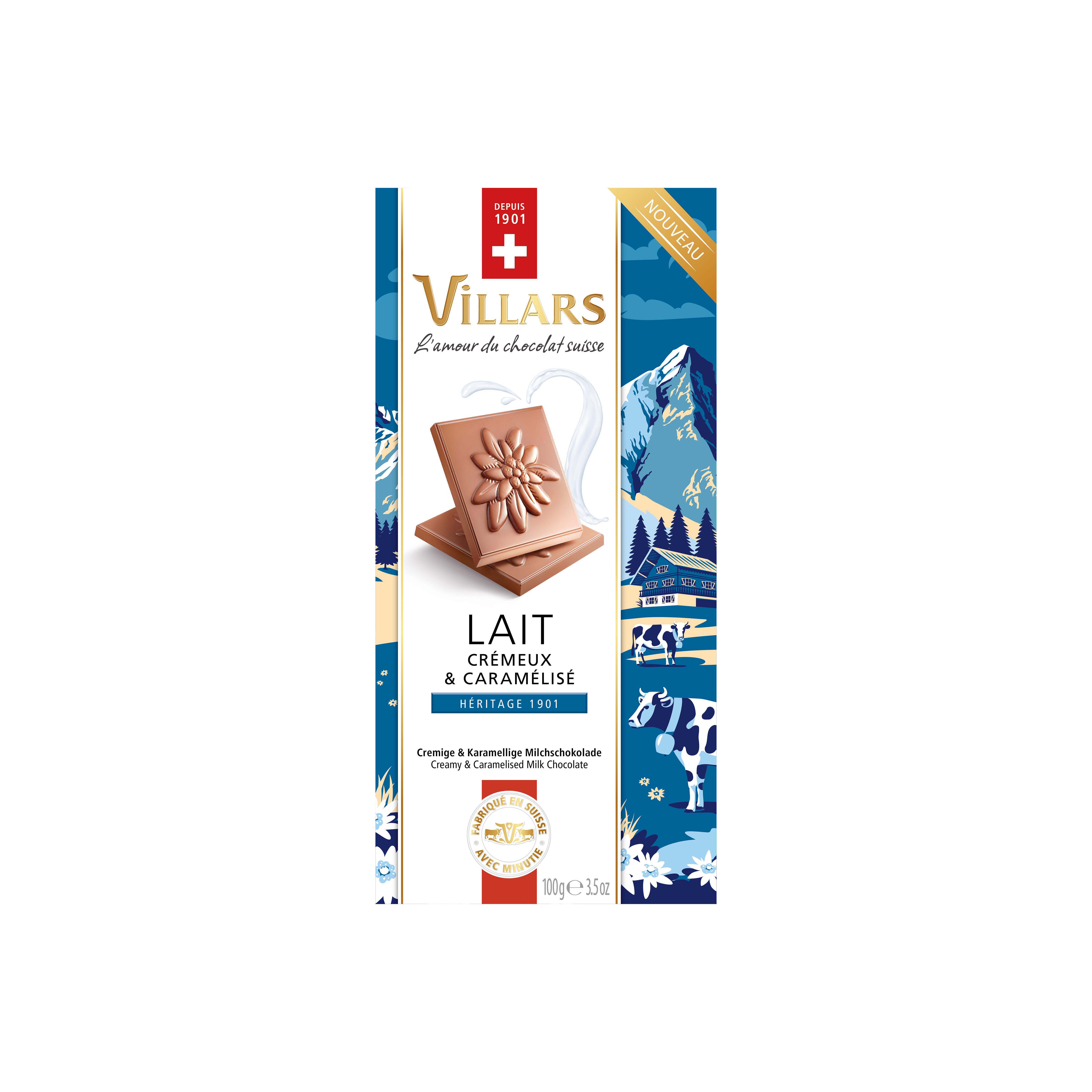 VILLARS Tablette de chocolat au lait crémeux et caramélisé 100g