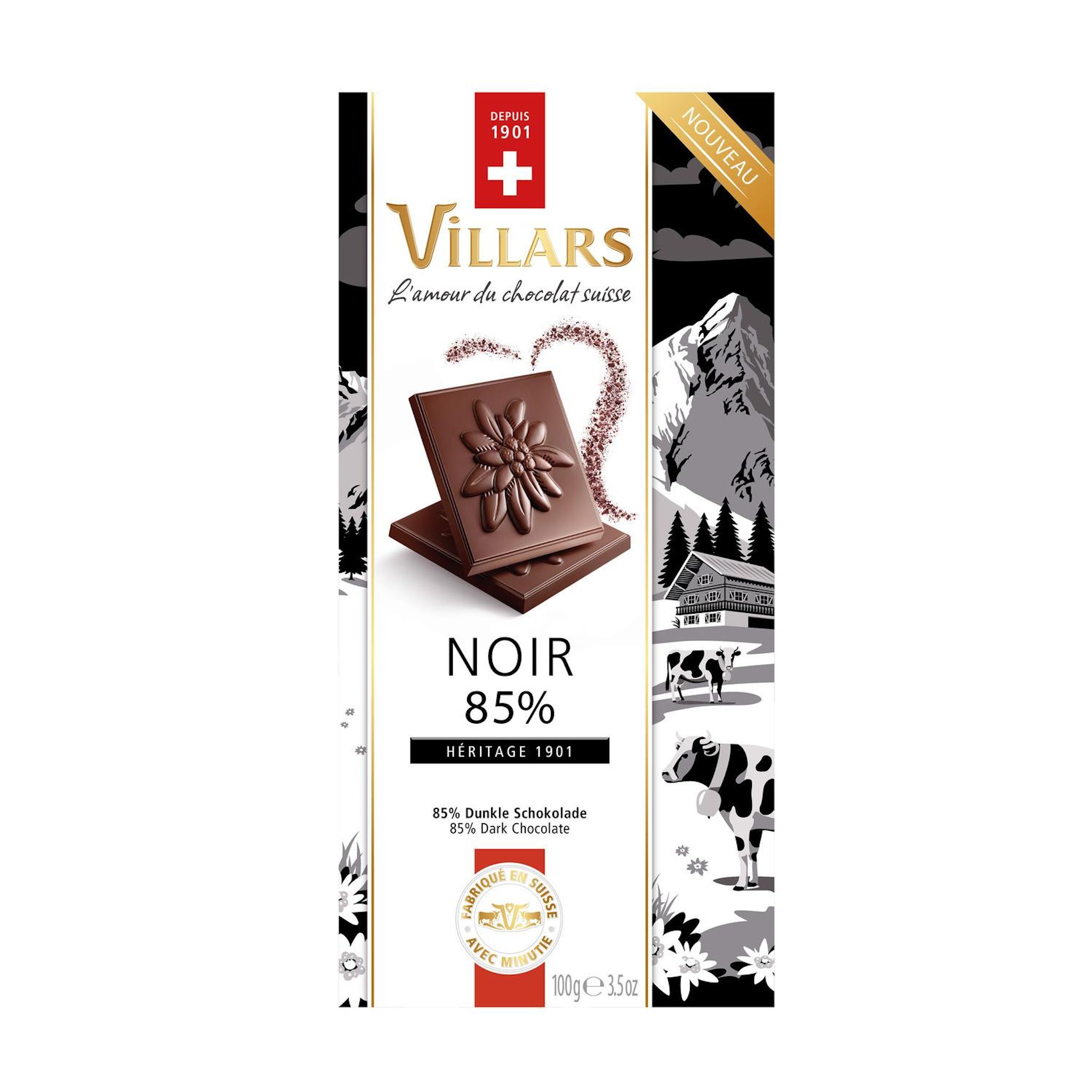 VILLARS Tablette de chocolat noir 85% cacao 100g