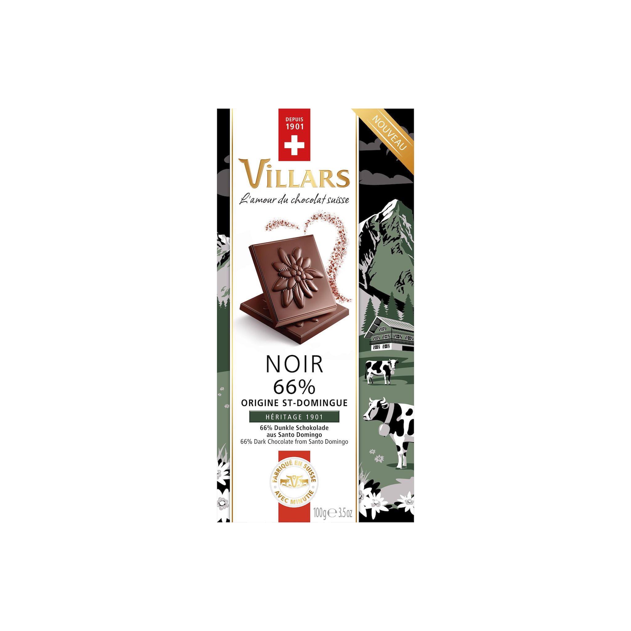 VILLARS Tablette de chocolat noir 66% st Domingue 100g