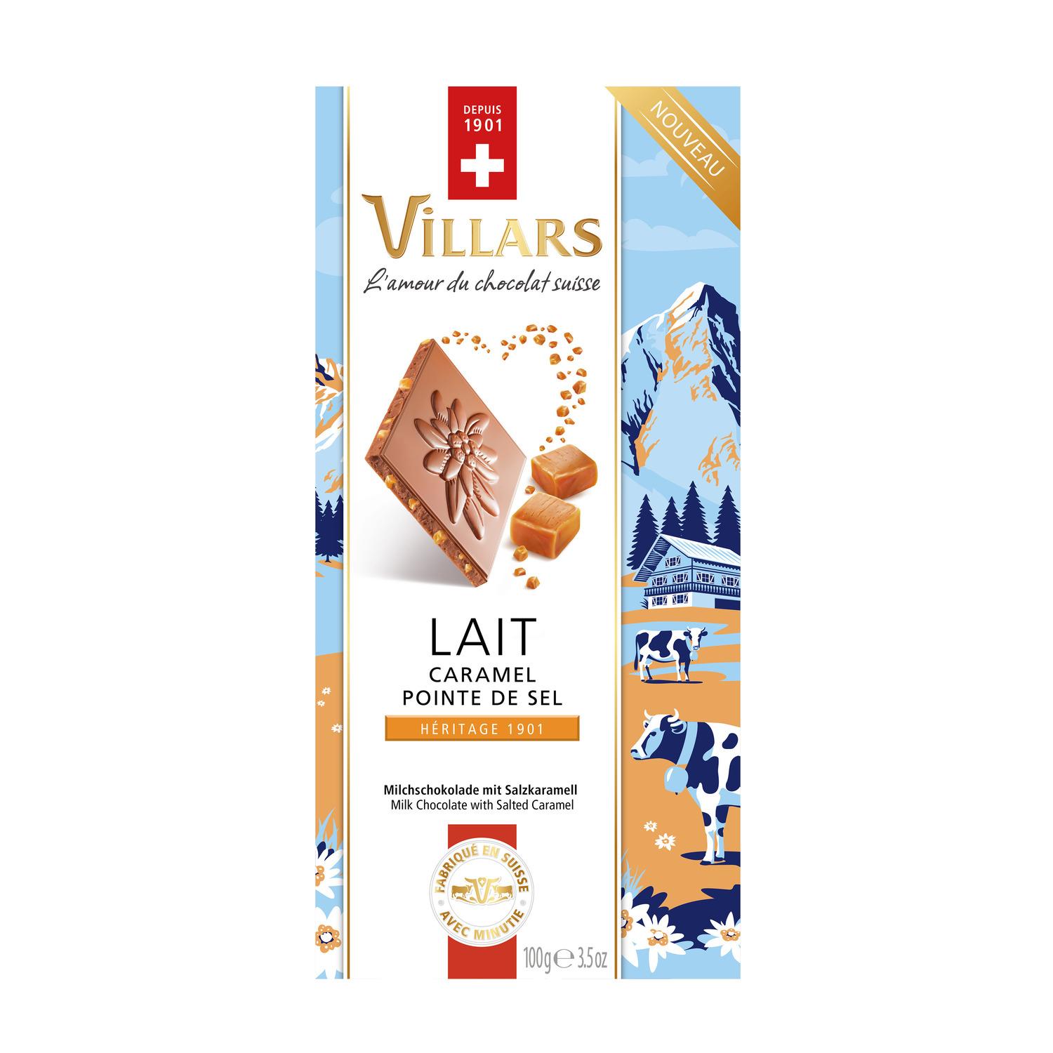 VILLARS Tablette de chocolat au lait et caramel pointe de sel 100g