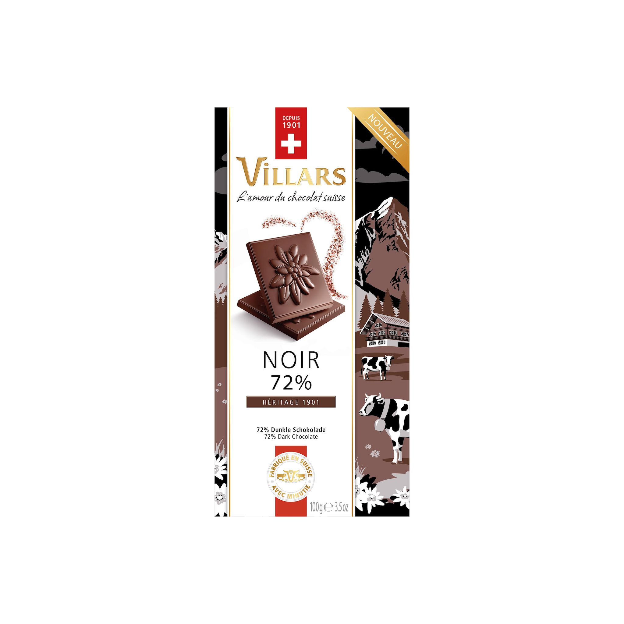 VILLARS Tablette de chocolat noir 72% cacao 100g
