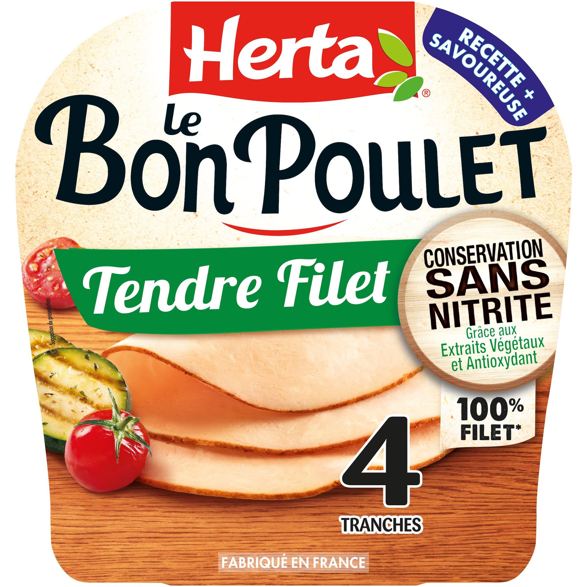 HERTA Le Bon Poulet tendre filet conservation sans nitrites 4 tranches 130g