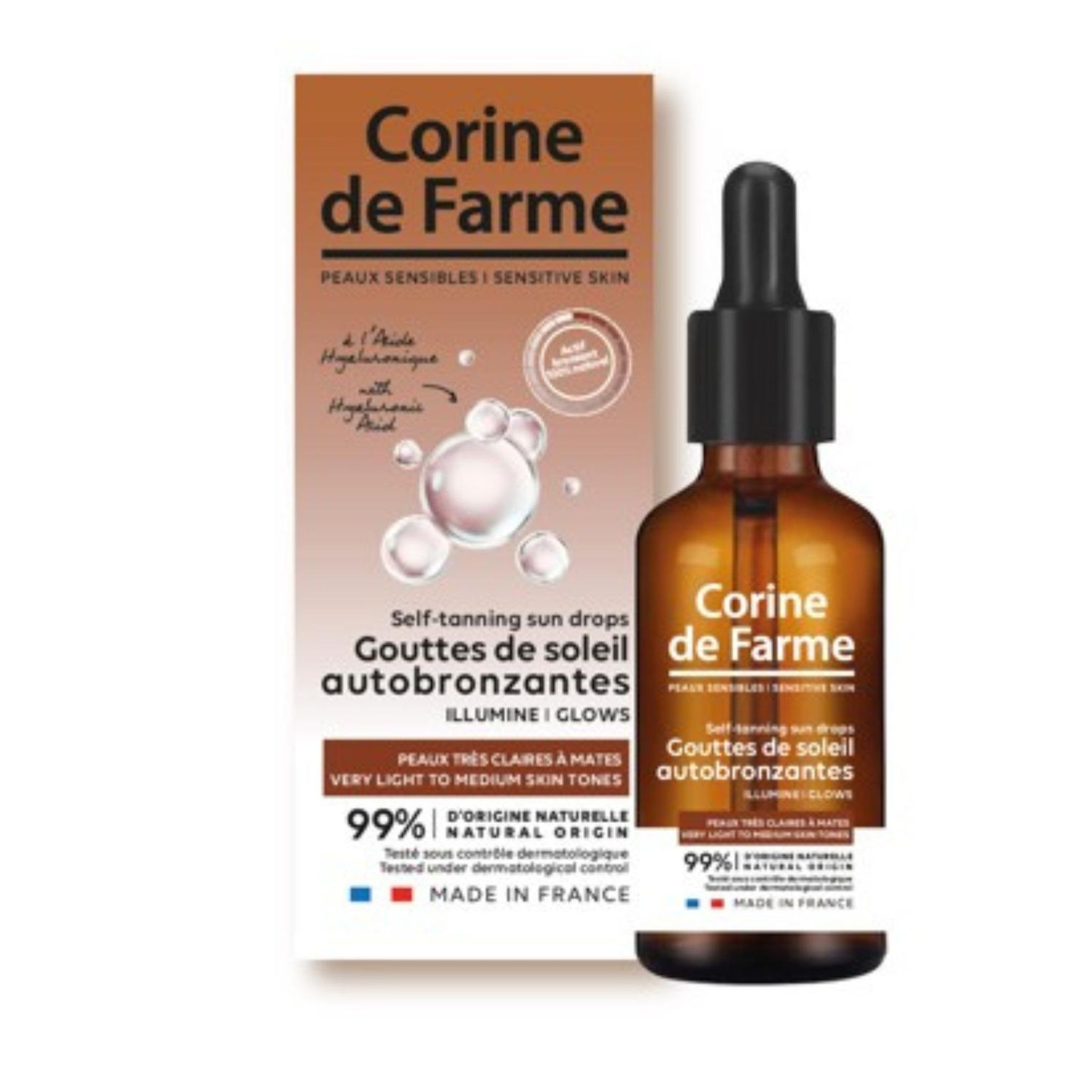 CORINE DE FARME Gouttes de soleil autobronzantes peaux très claires à mates 30ml