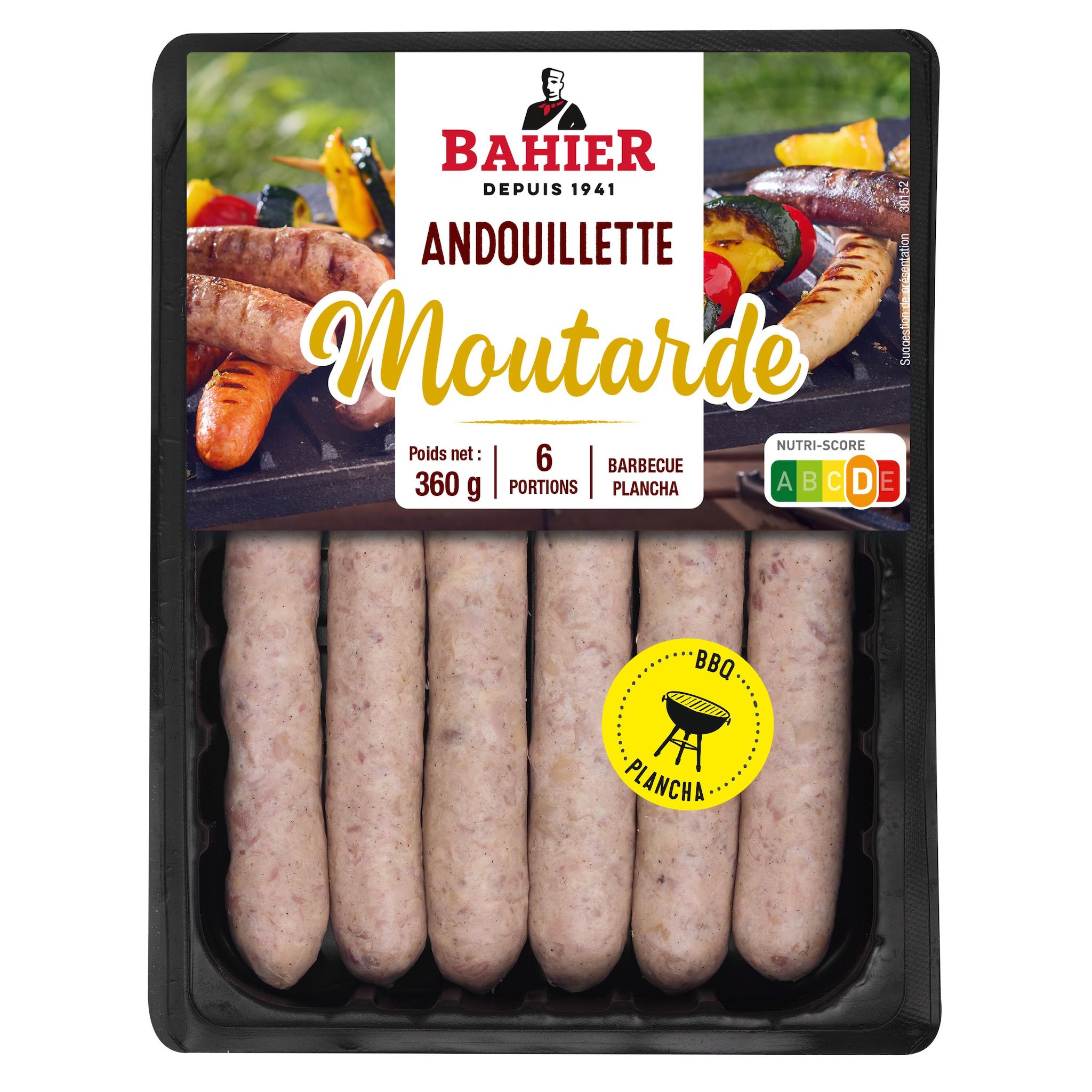 BAHIER Andouillettes à griller pour barbecue et plancha 6 pièces 360g