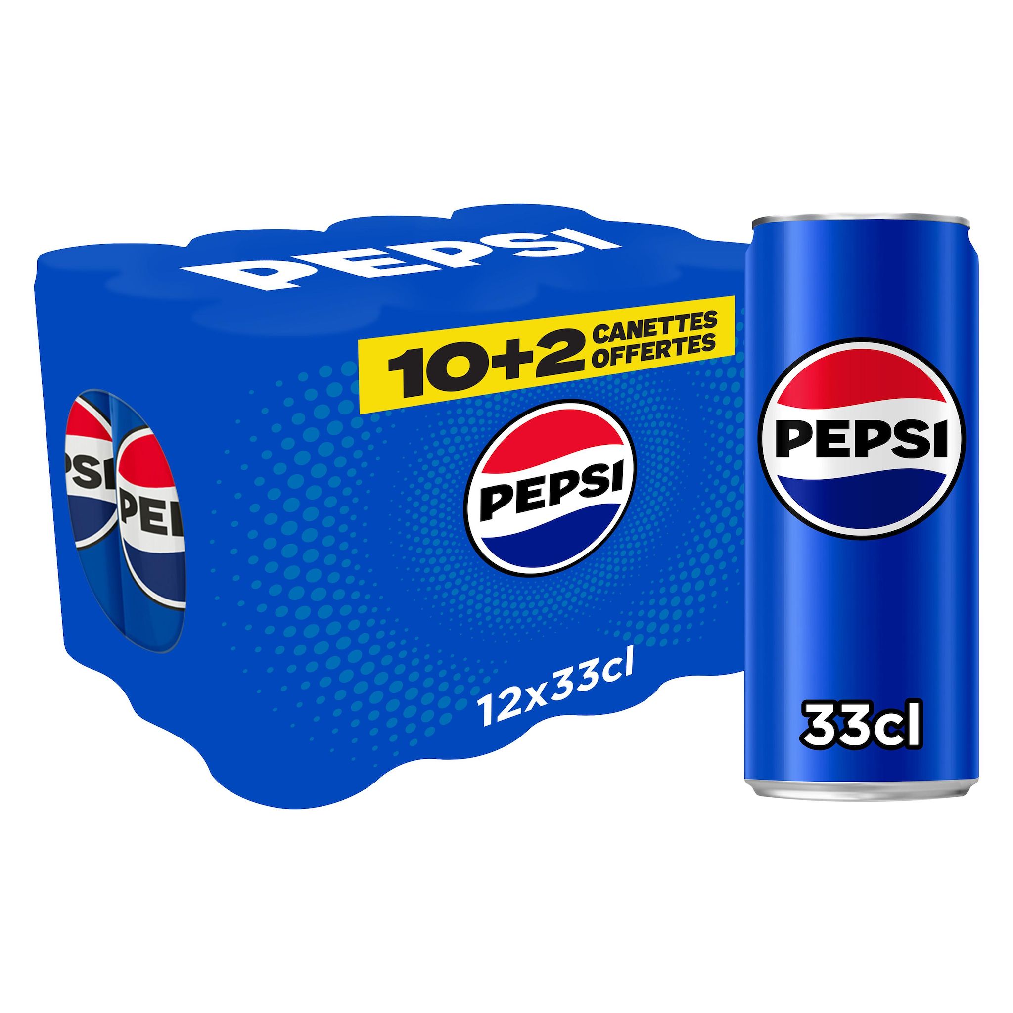PEPSI Boisson gazeuse aux extraits végétaux goût regular boîtes 10+2 offertes 12x33cl format promo
