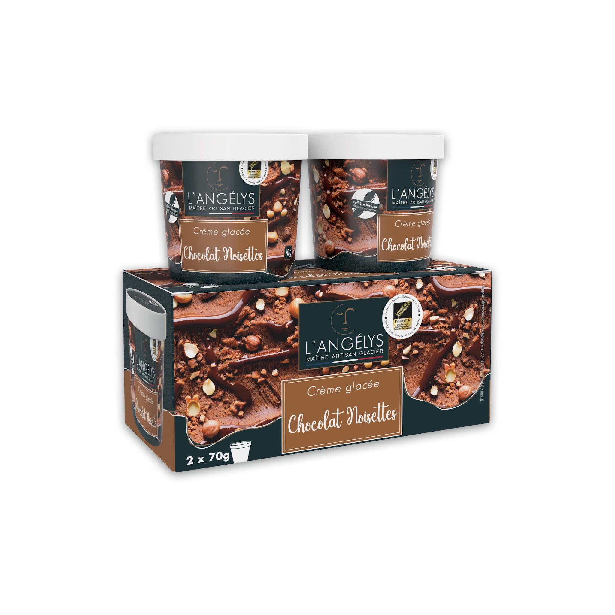 L'ANGELYS Crème glacée chocolat noisette 140g