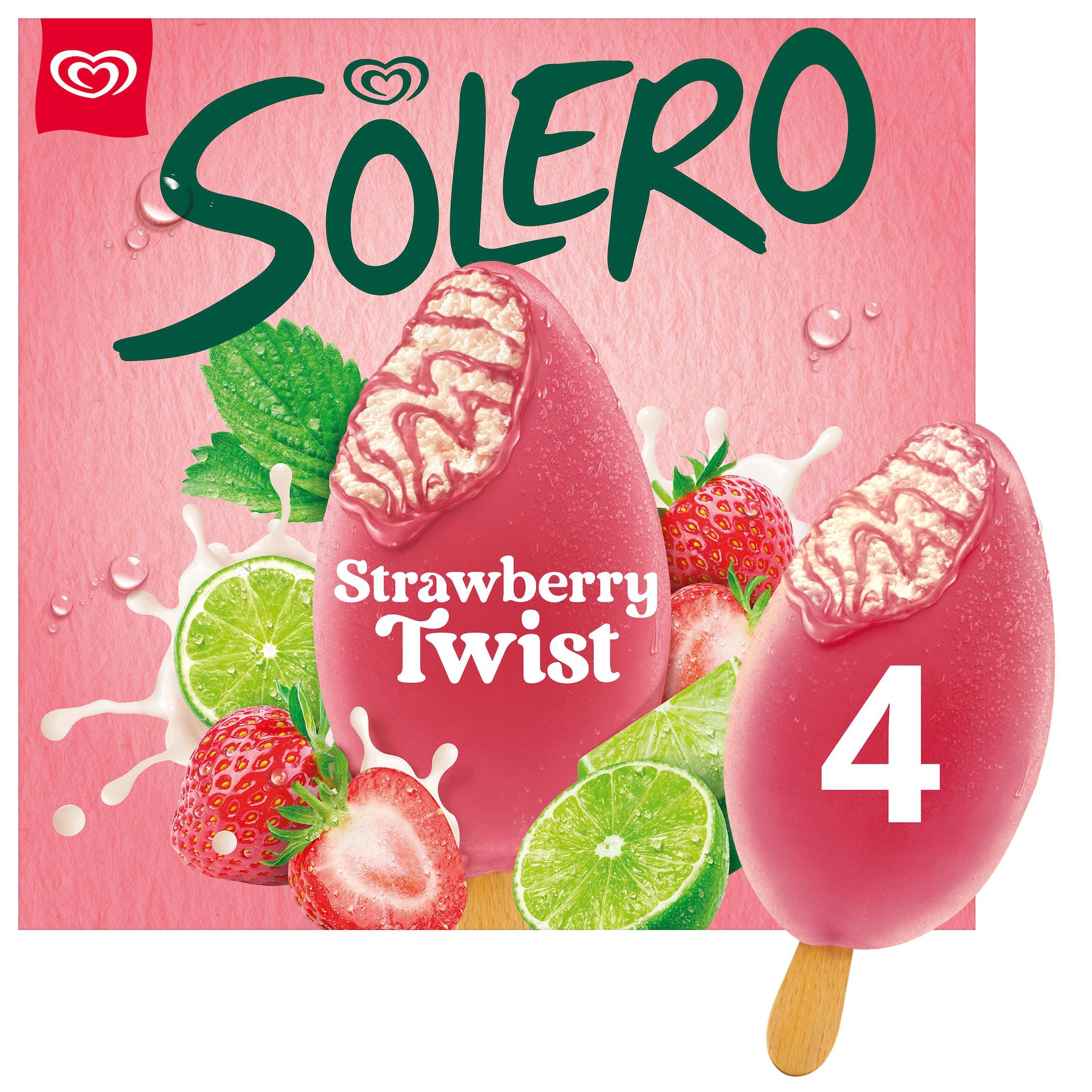 Voir la diapositive 2 : SOLERO Bâtonnets glacés fraise citron vert 4 pièces 272g