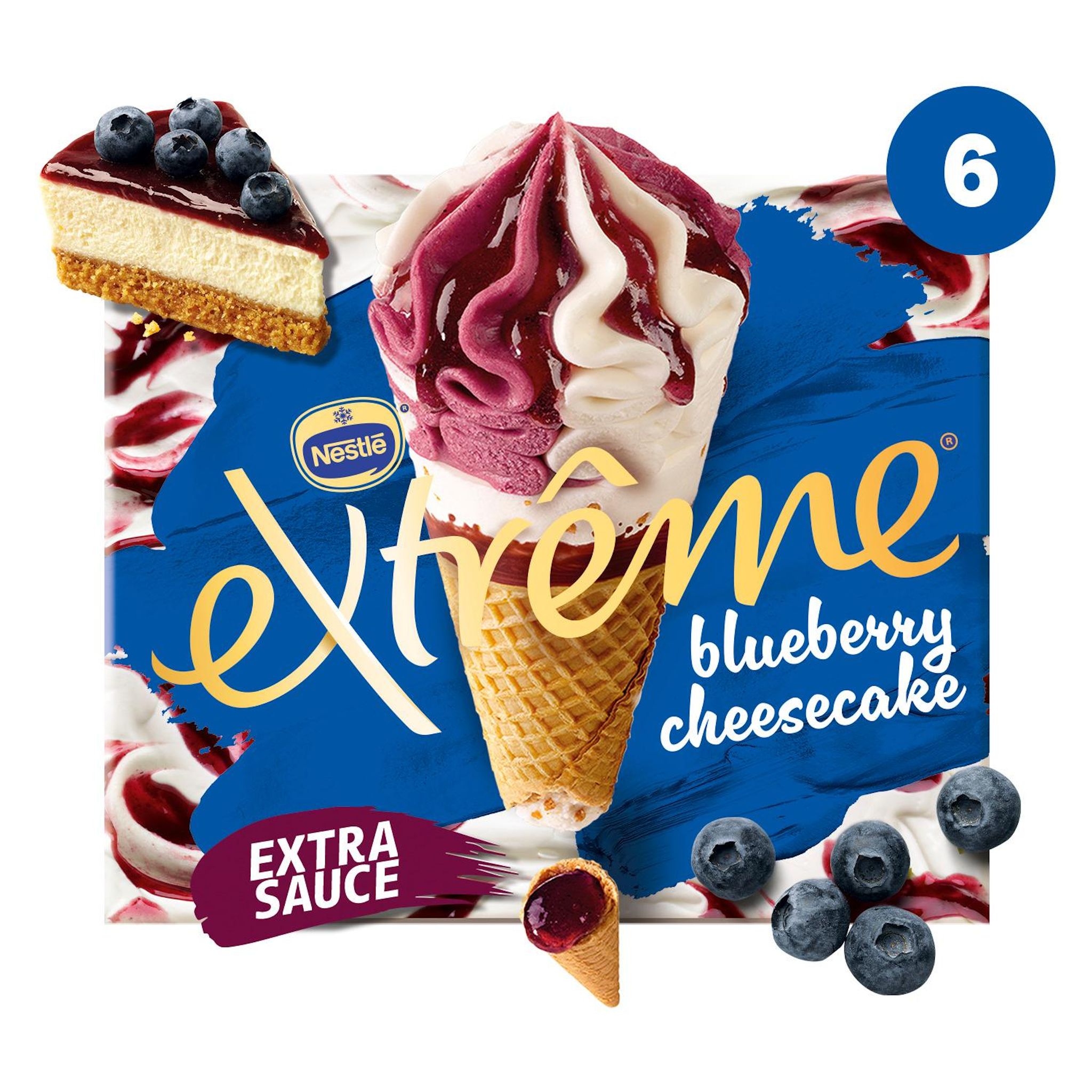 EXTREME Cônes glacés myrtille cheesecake 6 pièces 456g