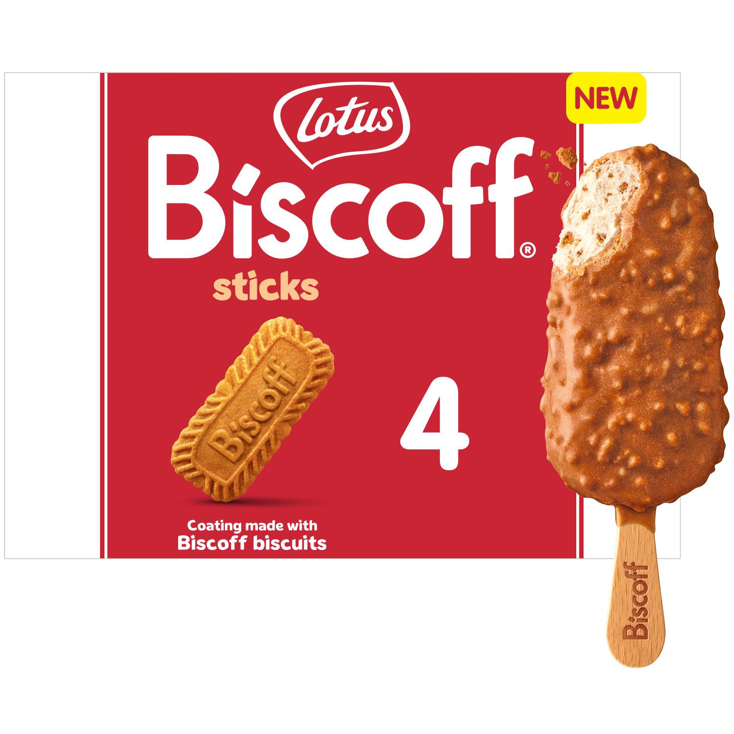 Voir la diapositive 2 : LOTUS Bâtonnets glacés caramel biscoff 4 pièces 4x90ml