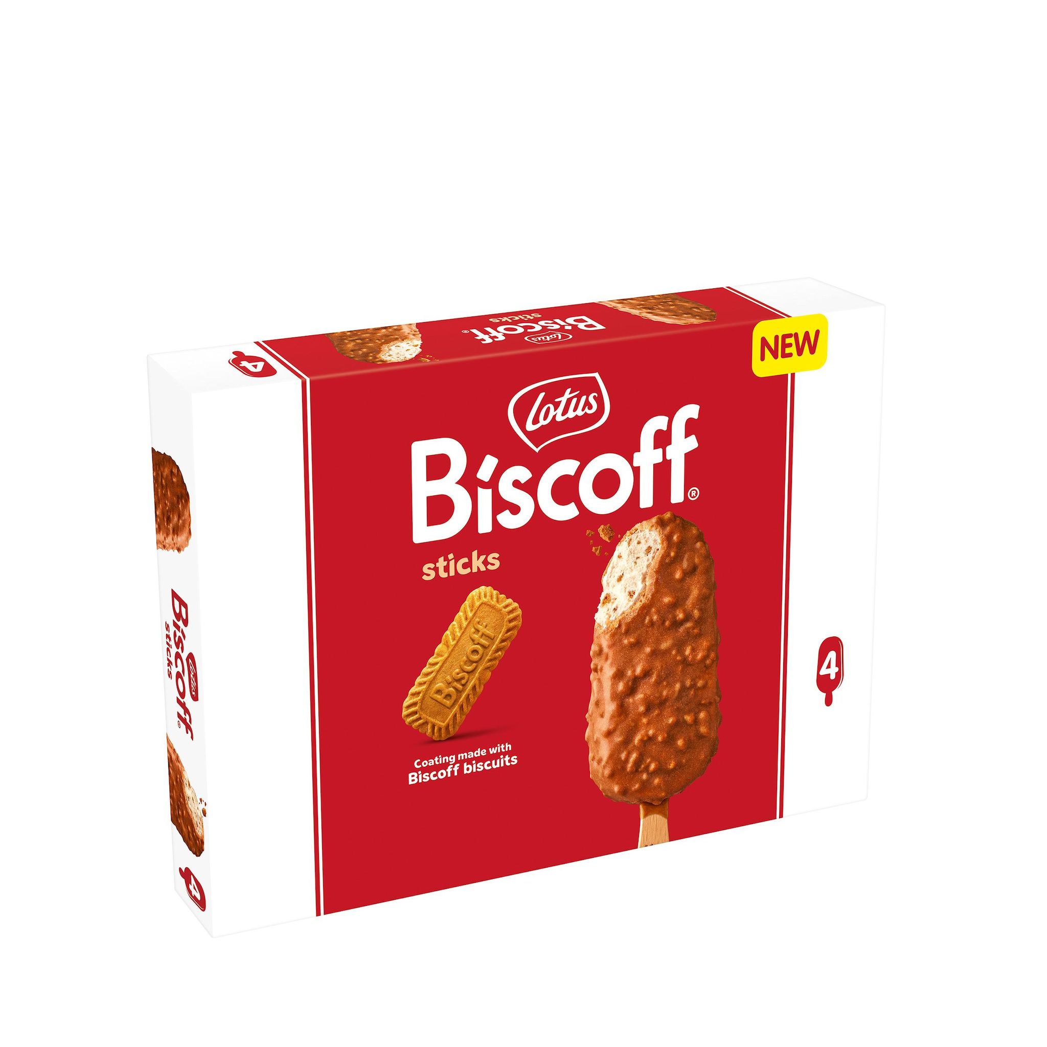 Voir la diapositive 2 : LOTUS Bâtonnets glacés caramel biscoff 4 pièces 4x90ml