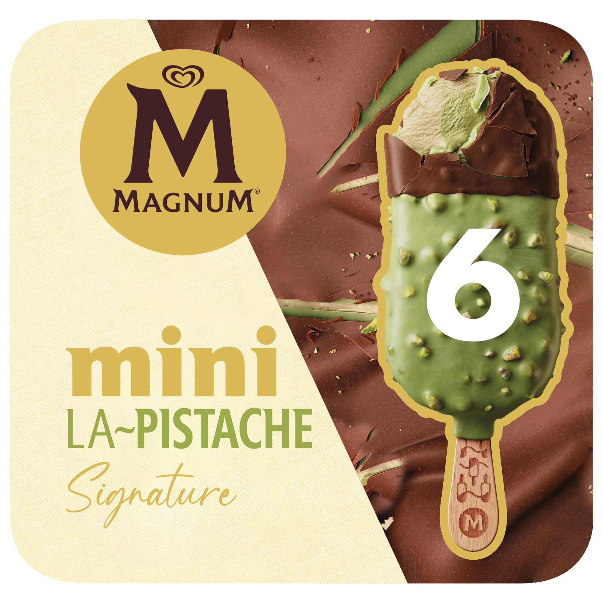 MAGNUM Bâtonnets glacés pistache chocolat au lait 6 pièces 6x55ml