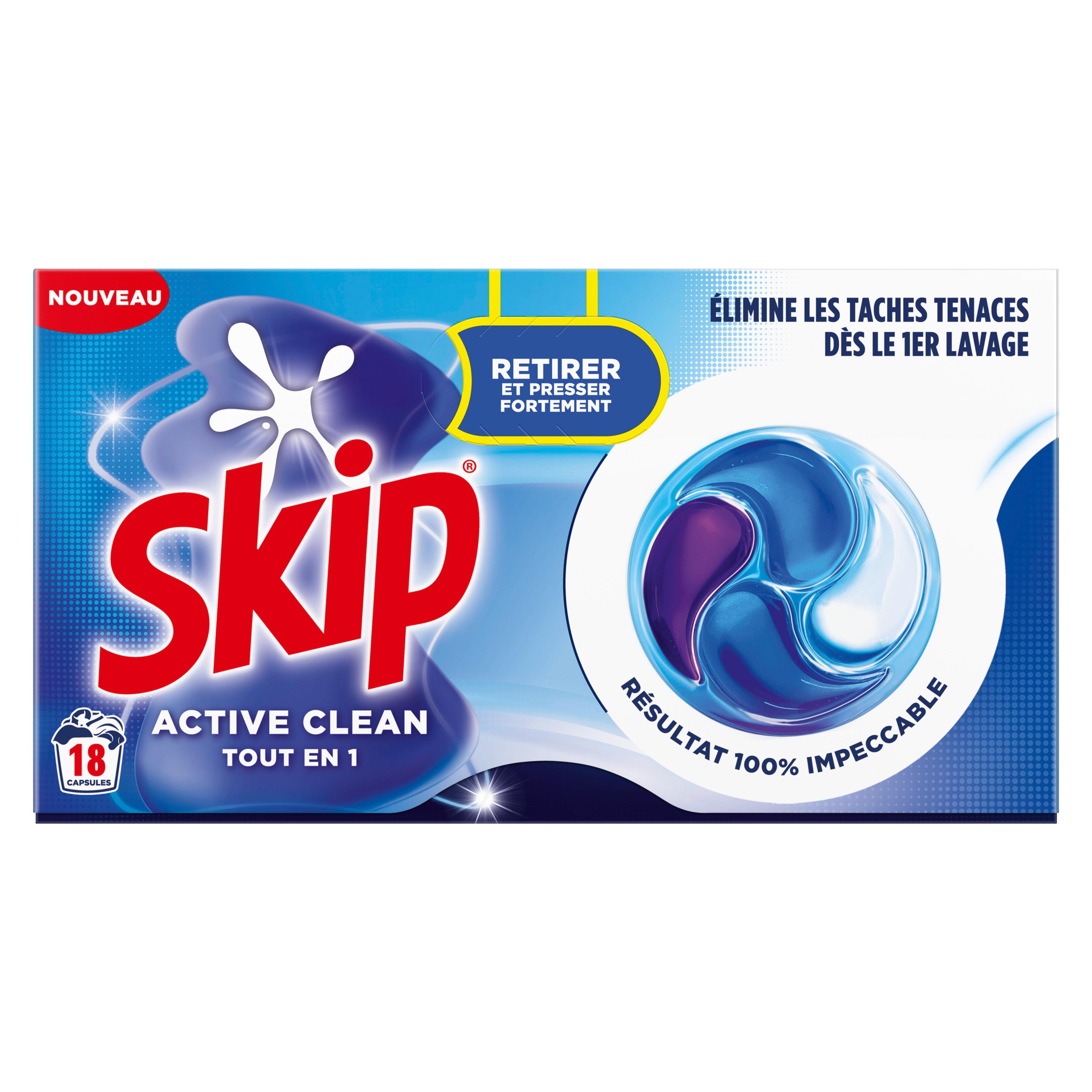 SKIP Lessive capsules active clean tout en 1 18 doses