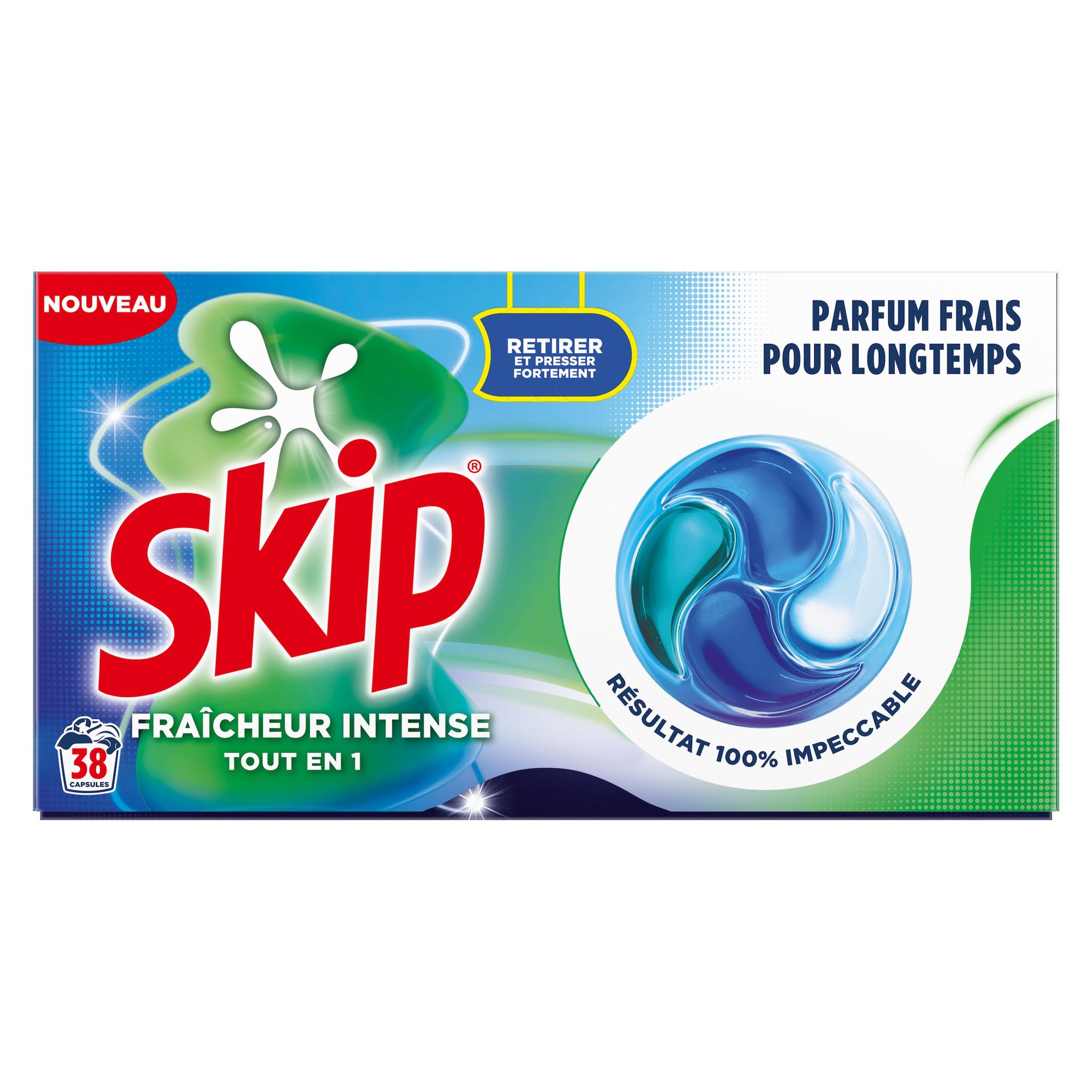 SKIP Lessive capsules fraîcheur intense 38 doses