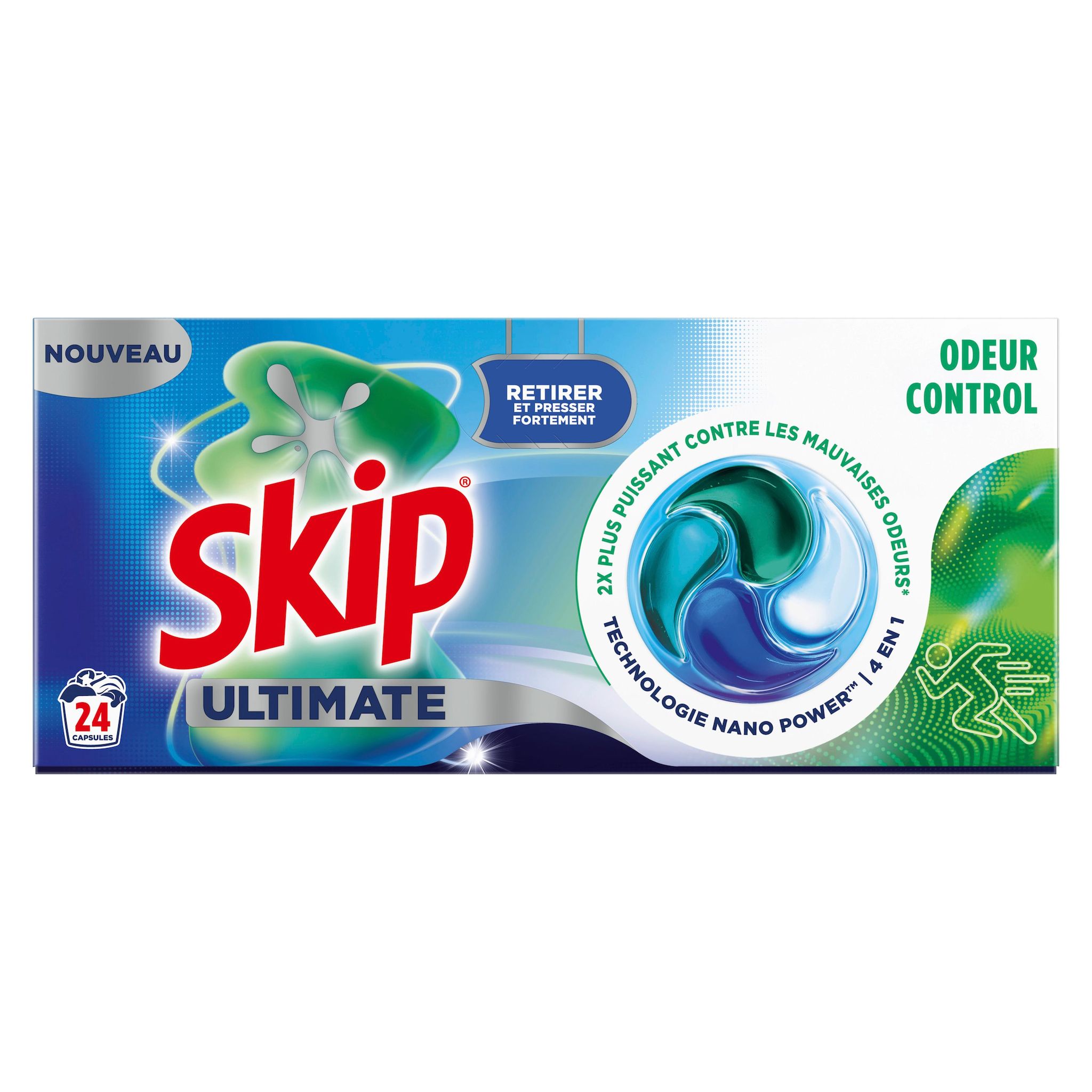 SKIP Lessive capsules contrôle des odeurs 24 doses