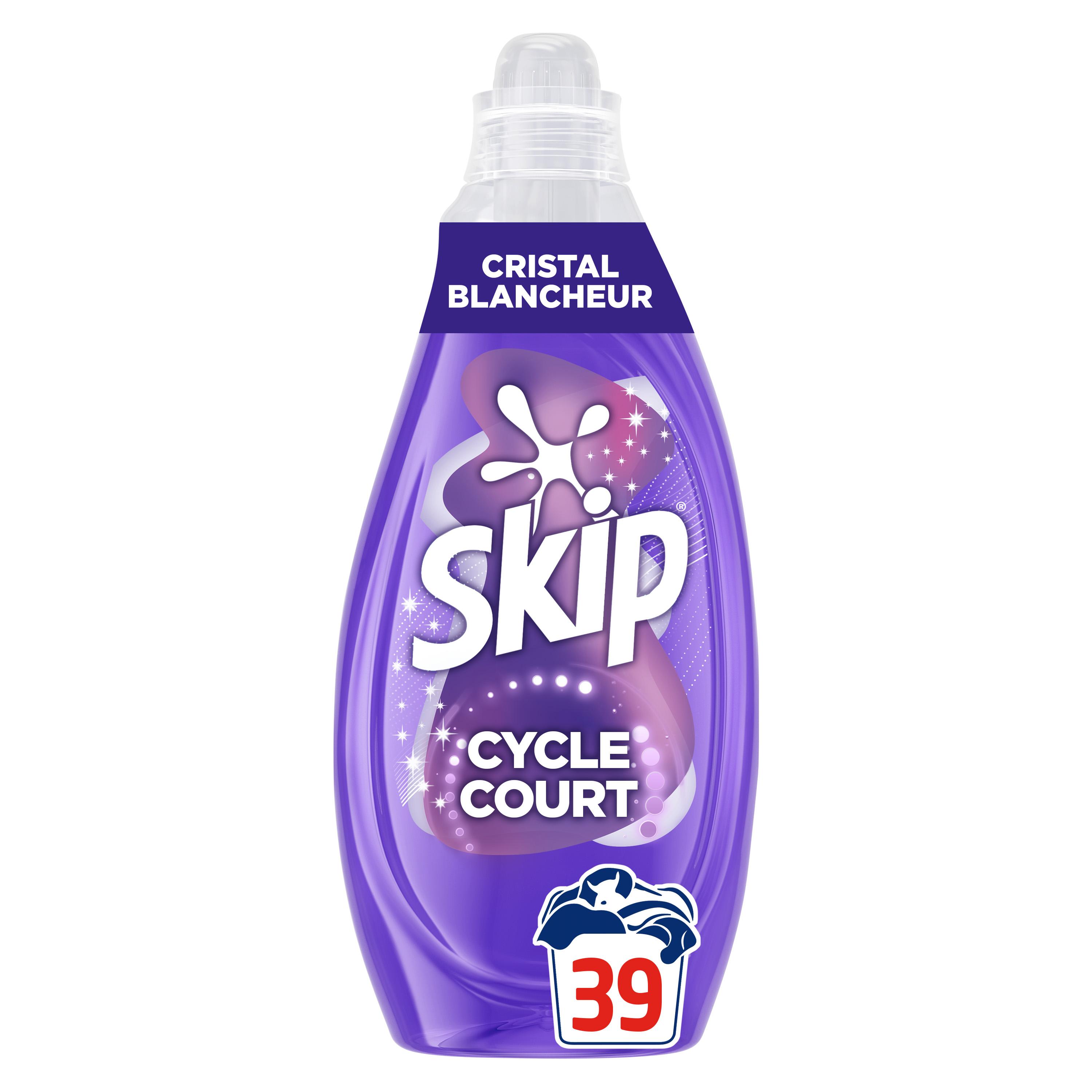 SKIP Lessive Liquide Mon Cycle Court Parfait Cristal Blancheur 39 Lavages 1.482l