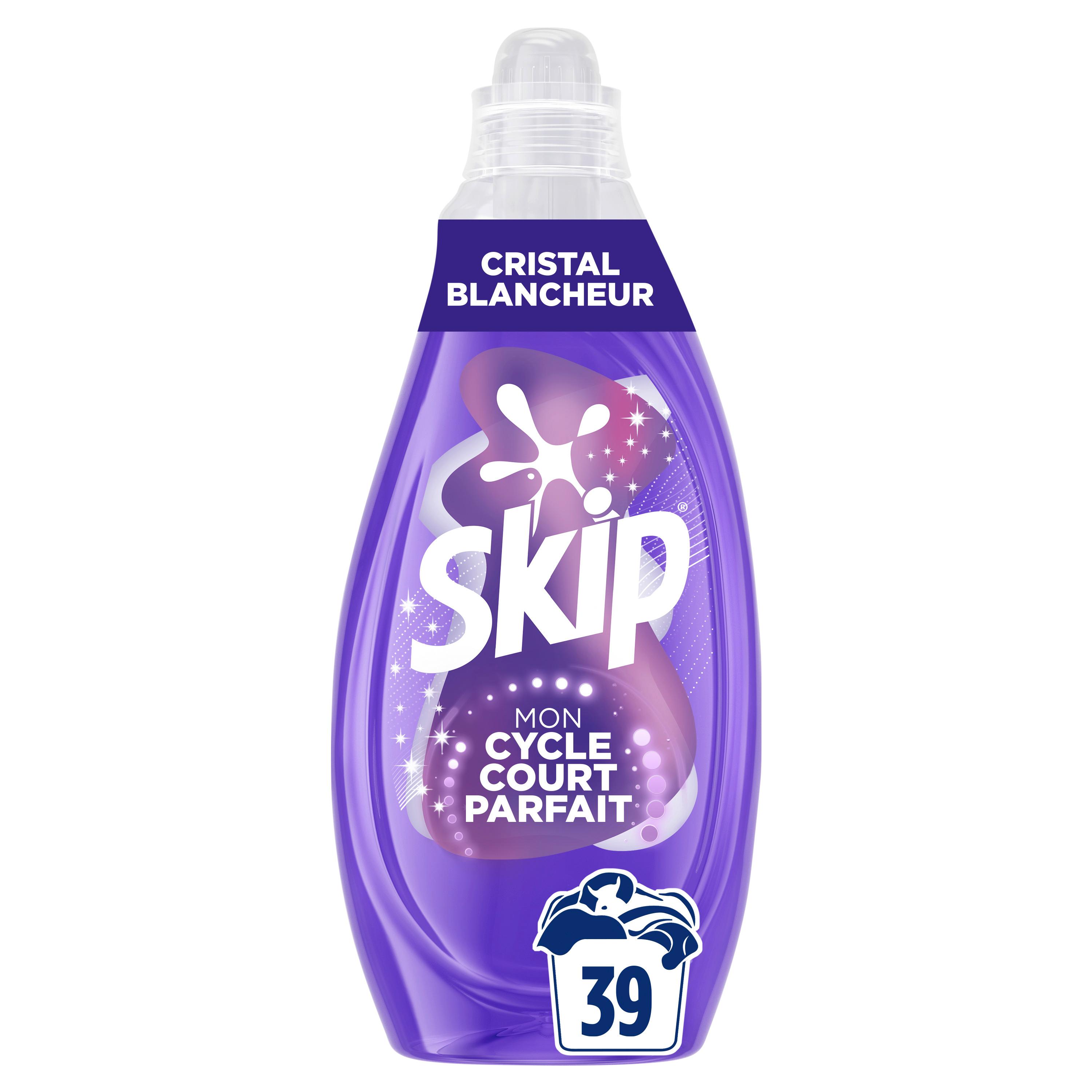 Voir la diapositive 2 : SKIP Lessive Liquide Mon Cycle Court Parfait Cristal Blancheur 39 Lavages 1.482l