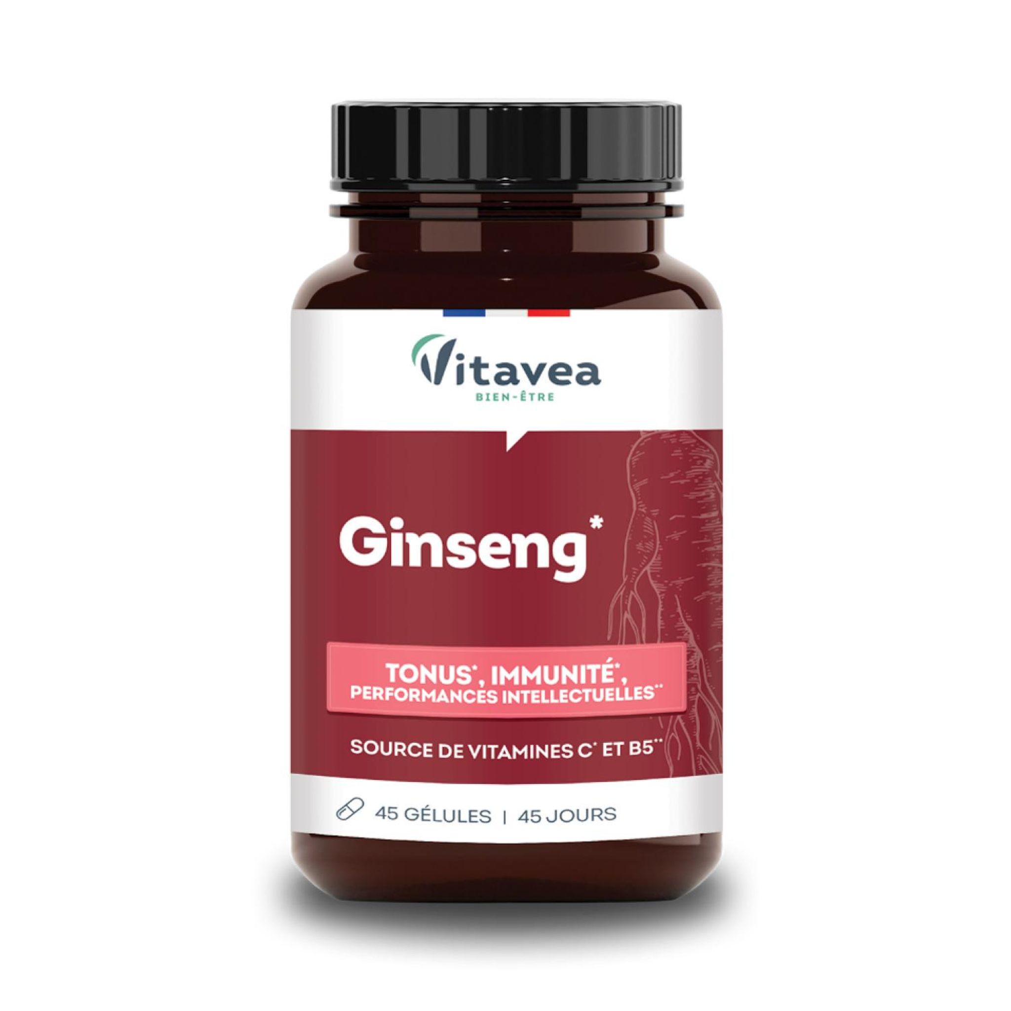 VITAVEA Complément alimentaire ginseng tonus immunité 45 gélules 16g