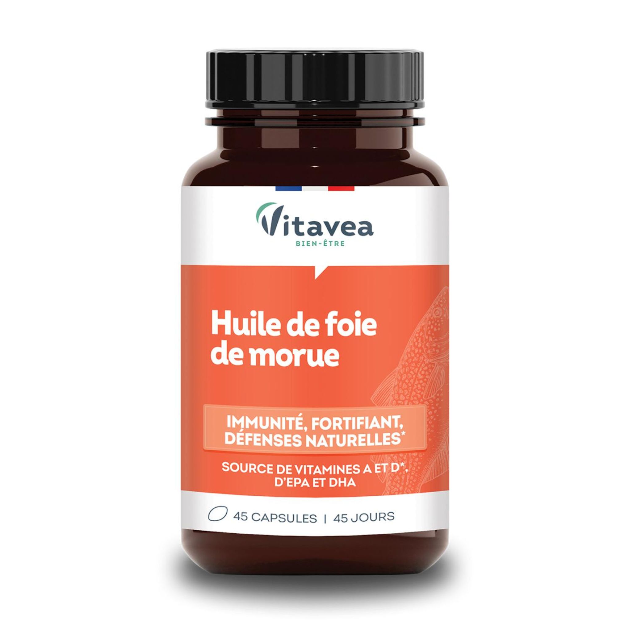 VITAVEA Complément alimentaire huile de foie de morue 45 capsules 30g