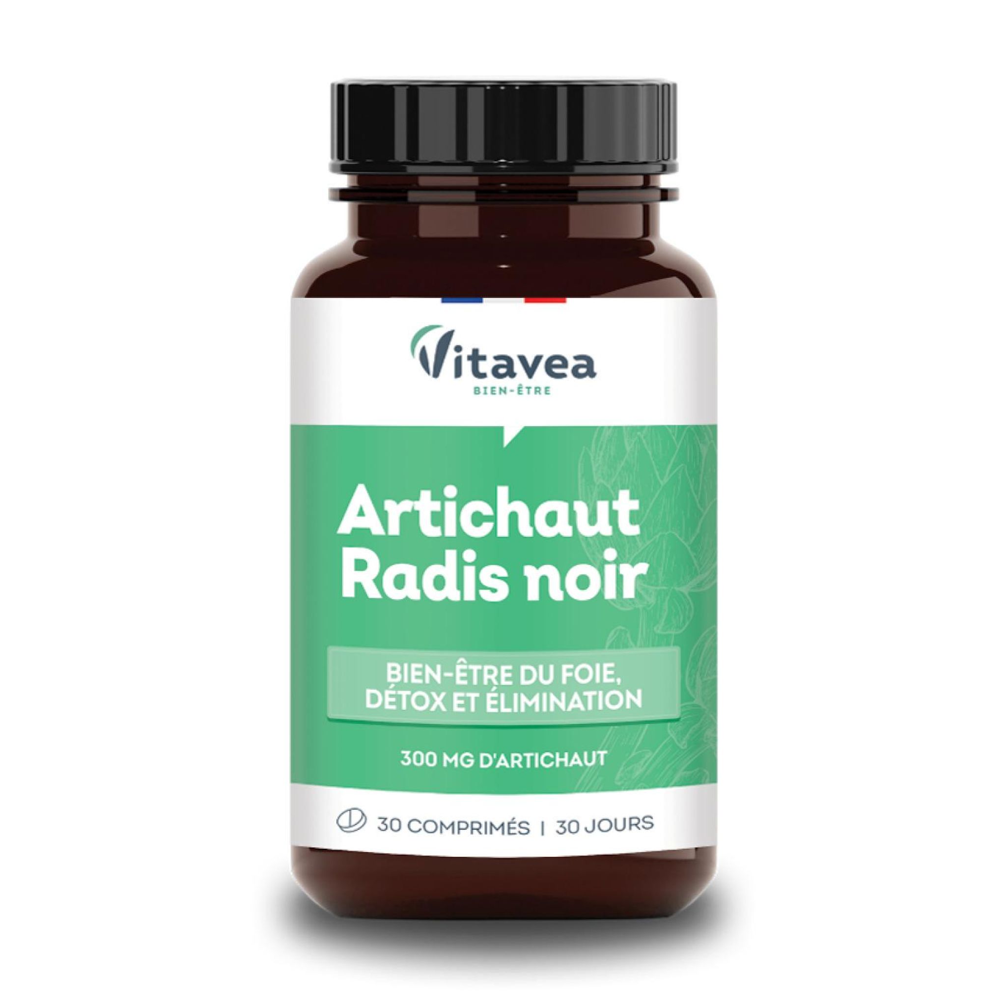 VITAVEA Complément alimentaire Artichaut et Radis noir Bien-être du foie détox et élimination 30 comprimés 23g