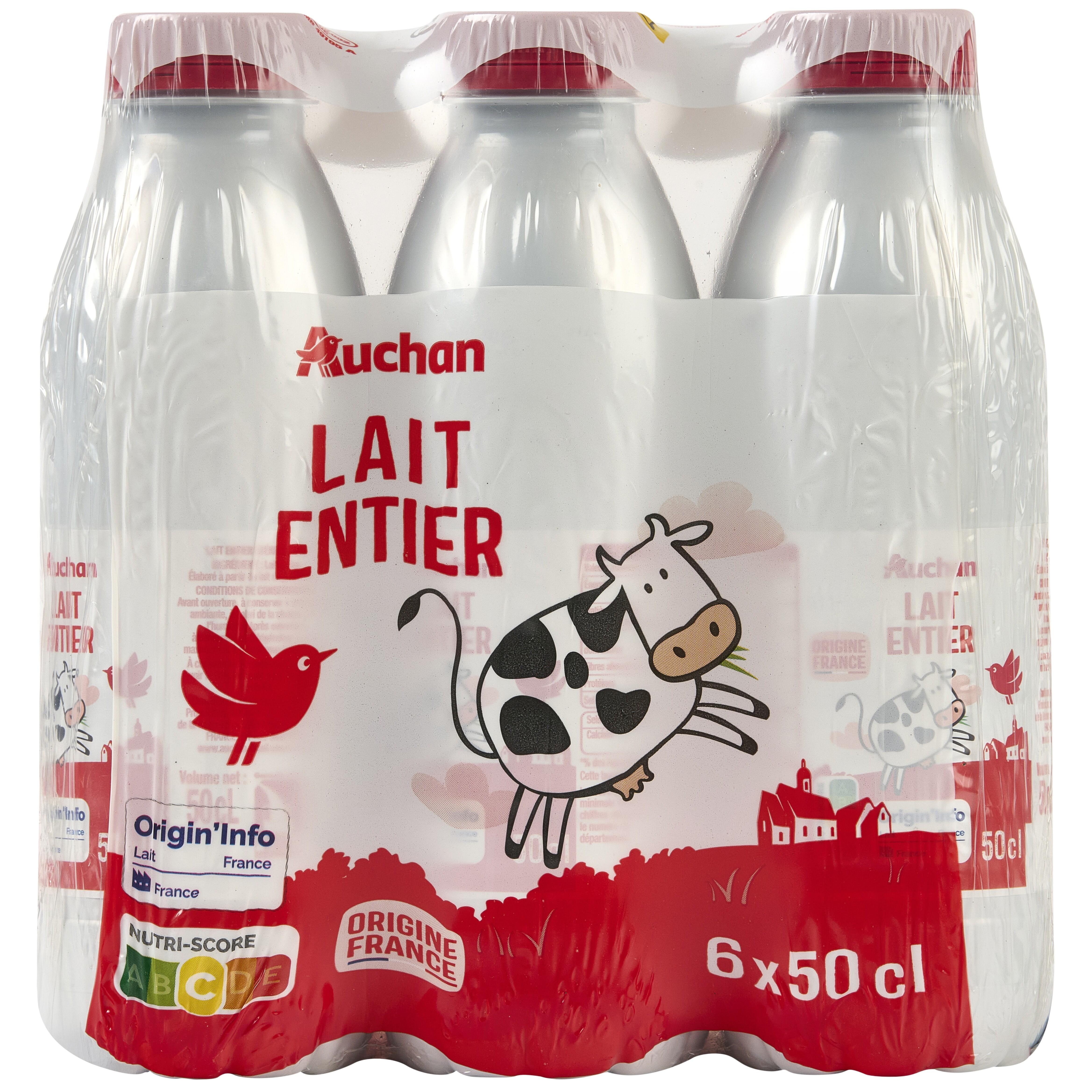 AUCHAN Lait entier 6x50cl
