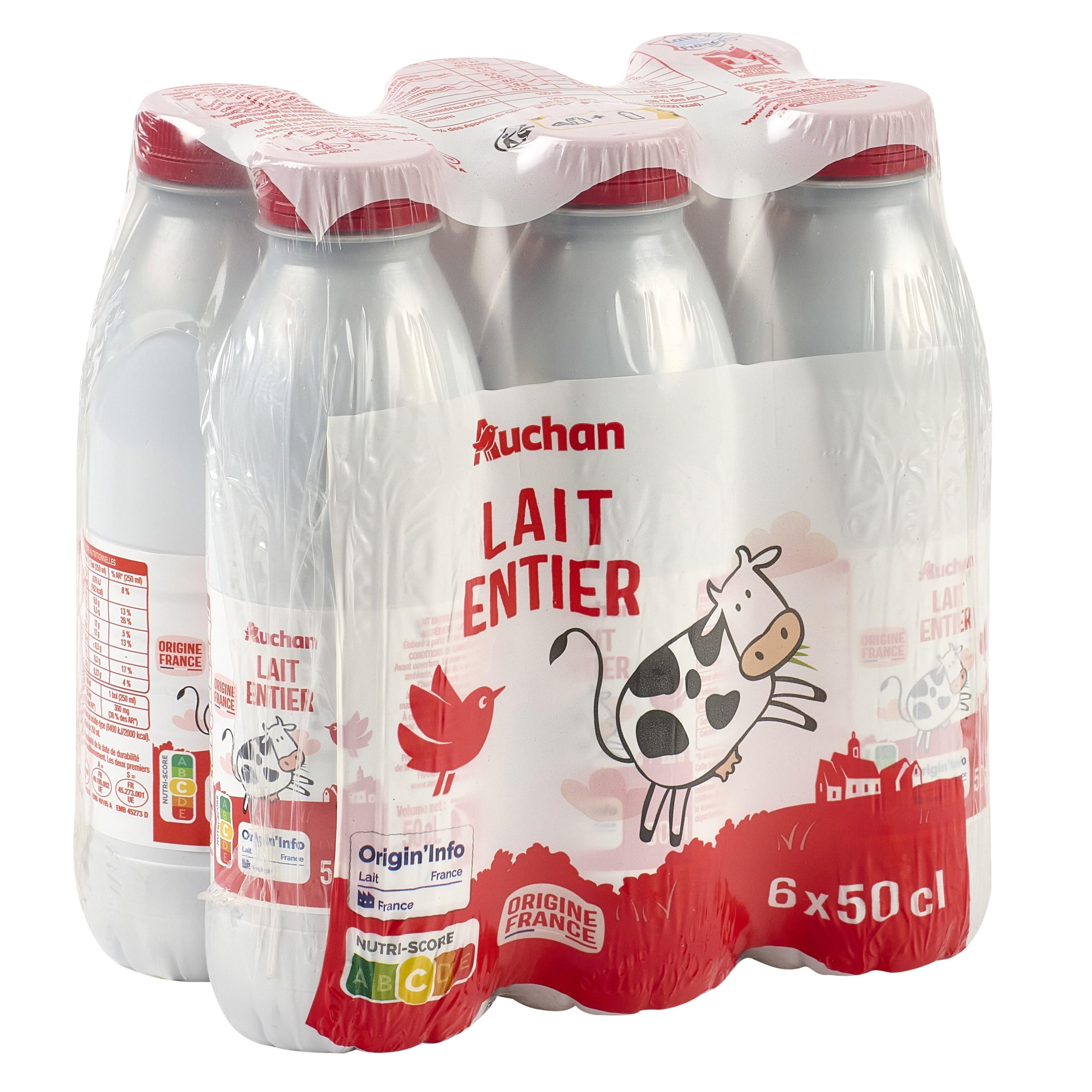 Voir la diapositive 3 : AUCHAN Lait entier 6x50cl