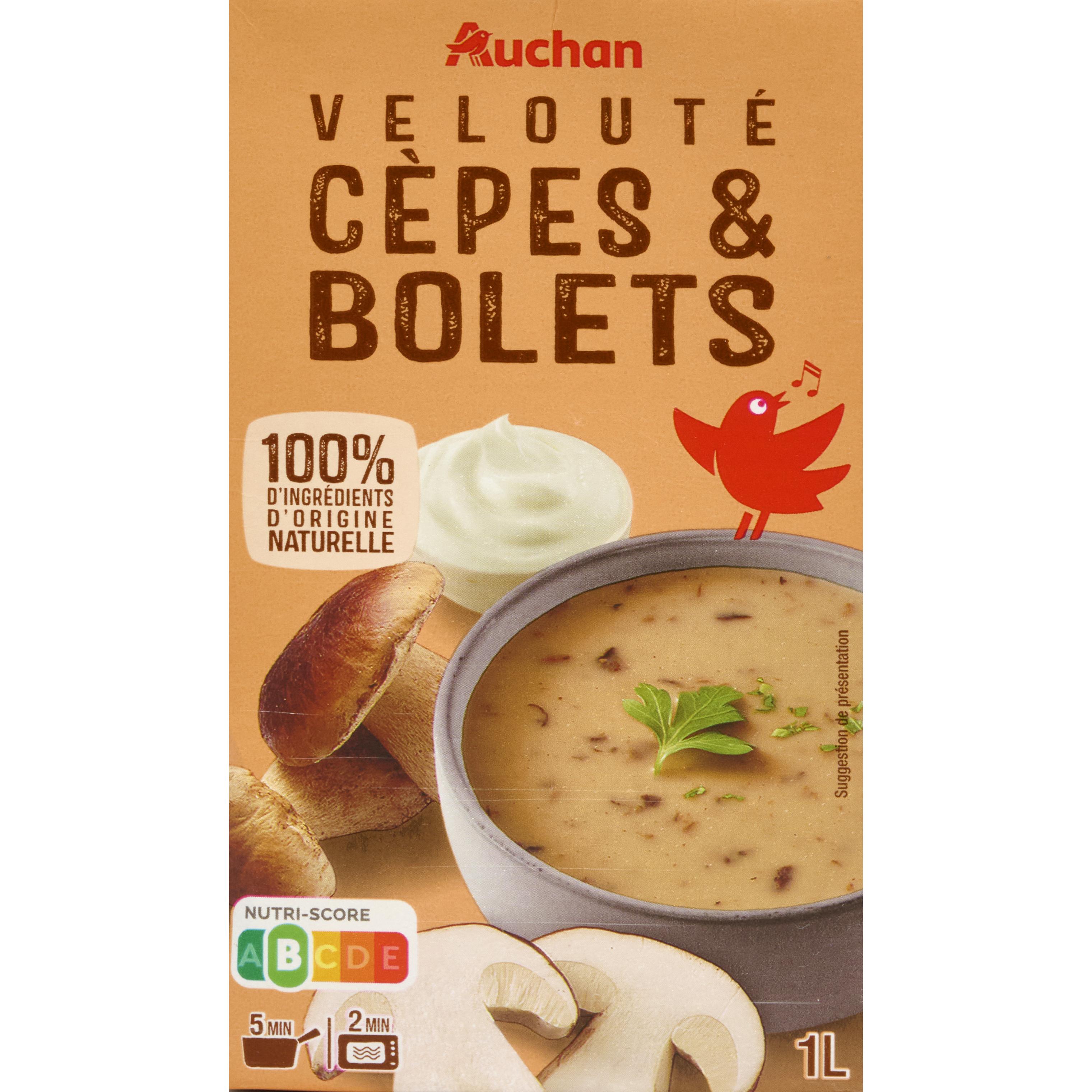 AUCHAN Soupe veloutée aux cèpes et bolets 1l