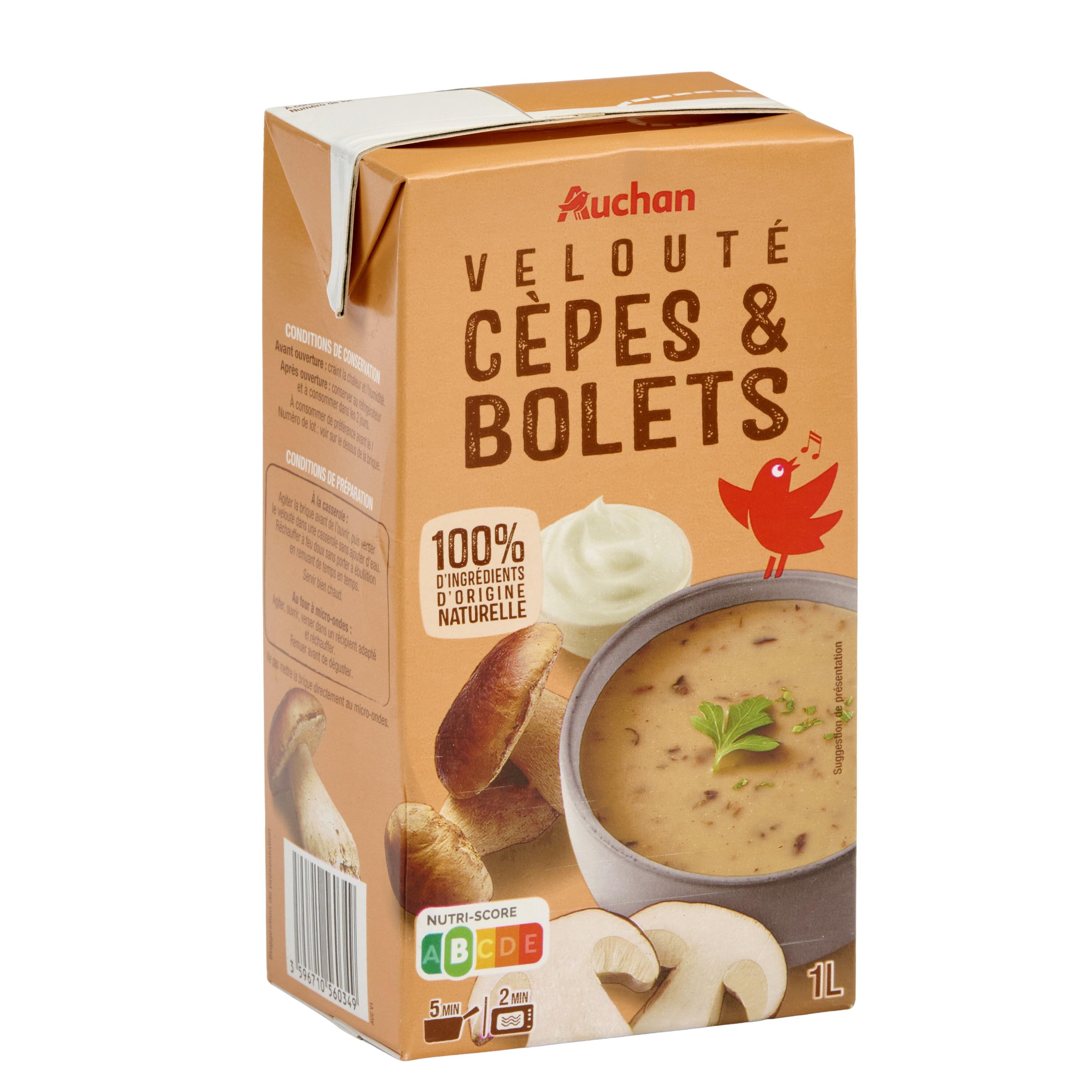 Voir la diapositive 3 : AUCHAN Soupe veloutée aux cèpes et bolets 1l