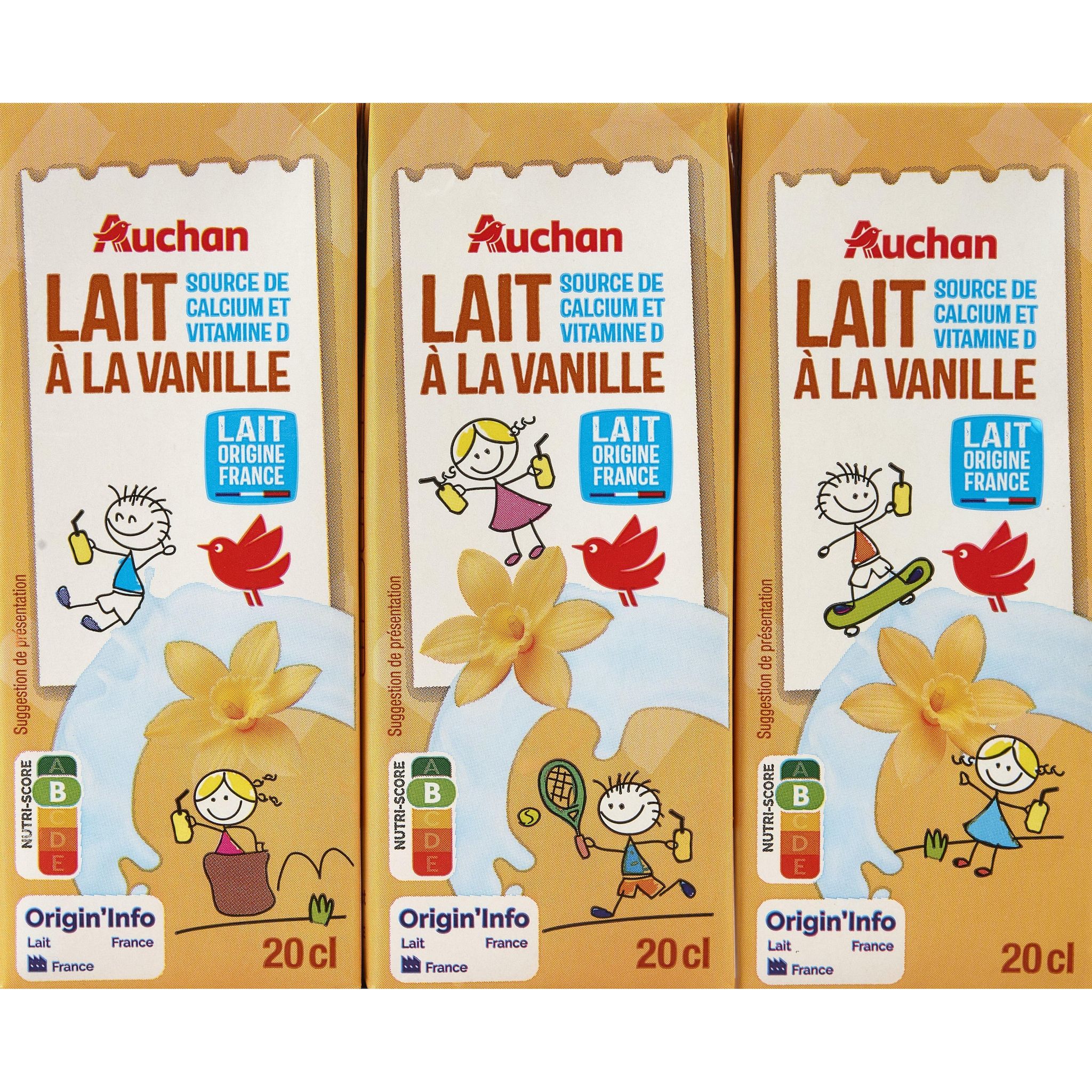 AUCHAN Lait à la vanille 6x20cl