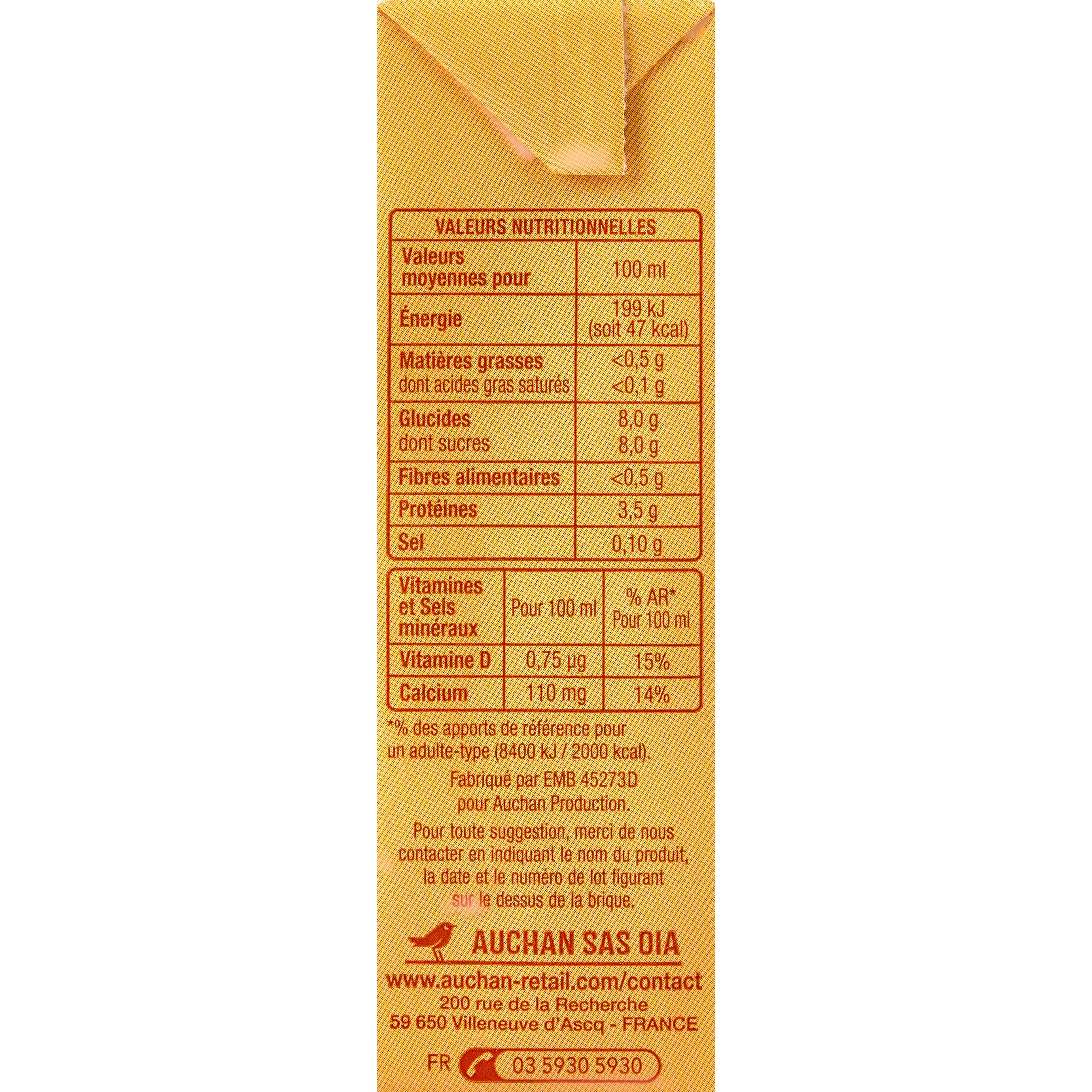 Voir la diapositive 3 : AUCHAN Lait à la vanille 6x20cl