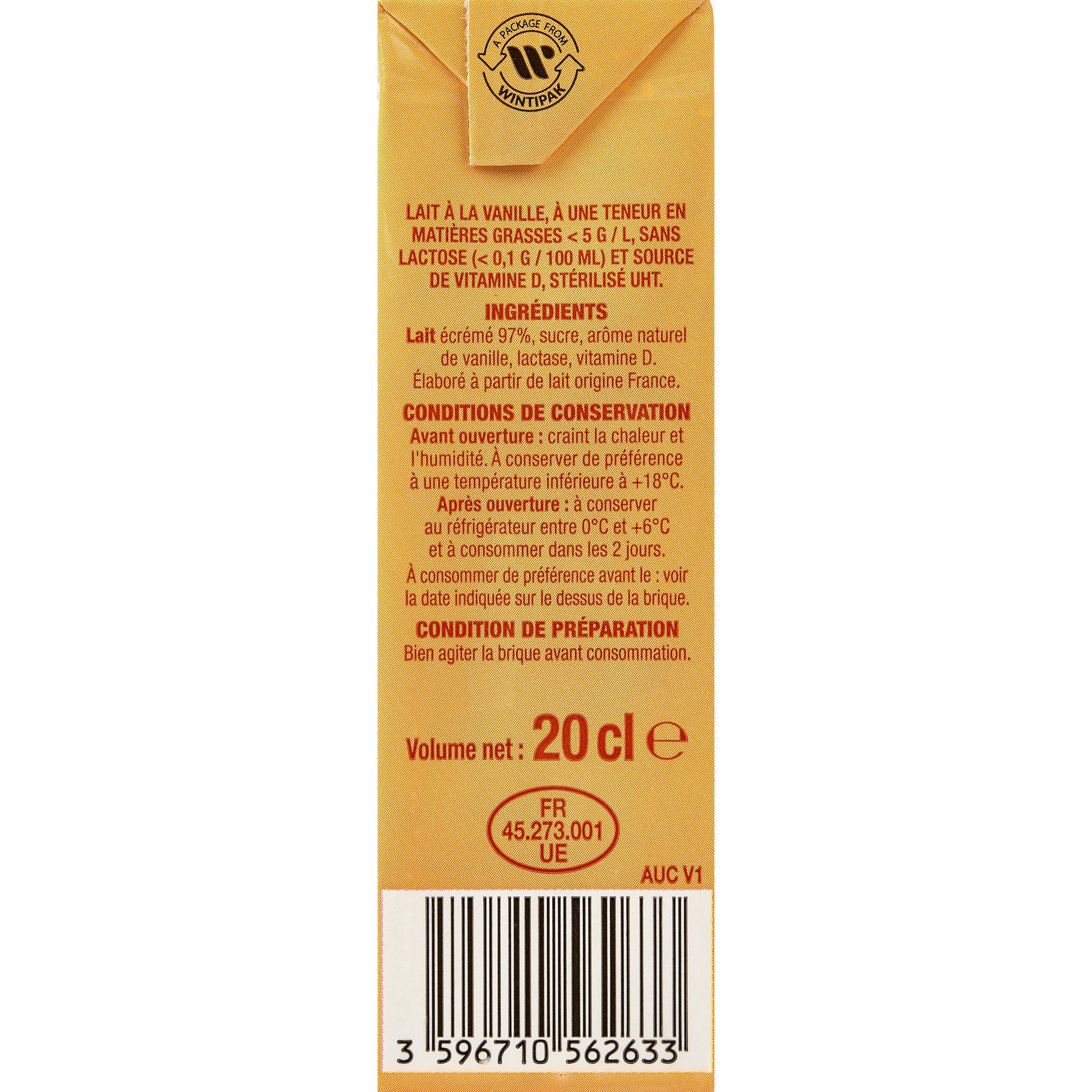 Voir la diapositive 3 : AUCHAN Lait à la vanille 6x20cl