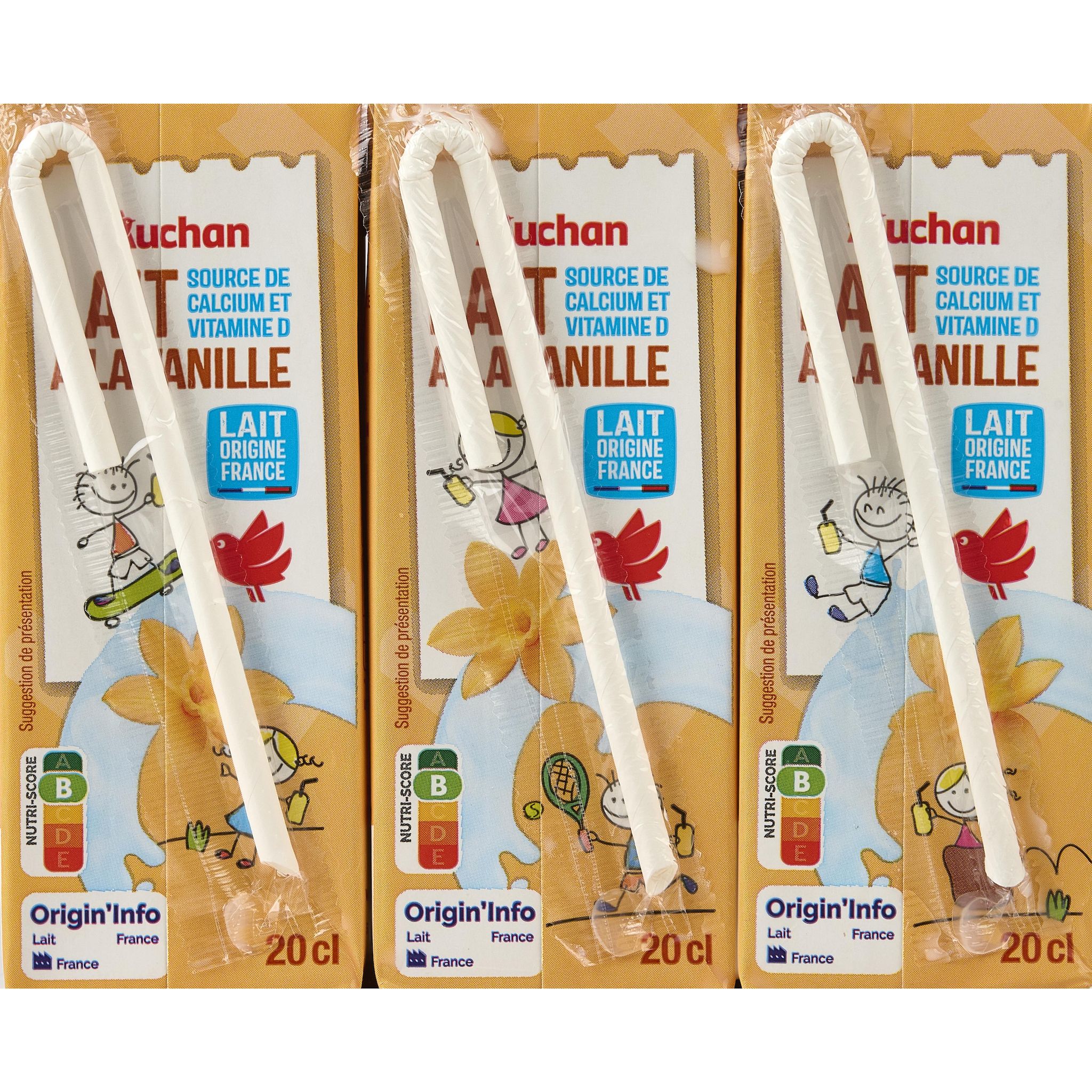 Voir la diapositive 4 : AUCHAN Lait à la vanille 6x20cl