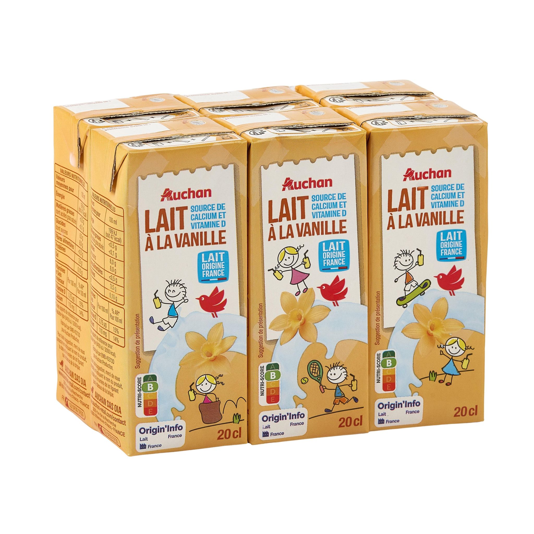 Voir la diapositive 5 : AUCHAN Lait à la vanille 6x20cl