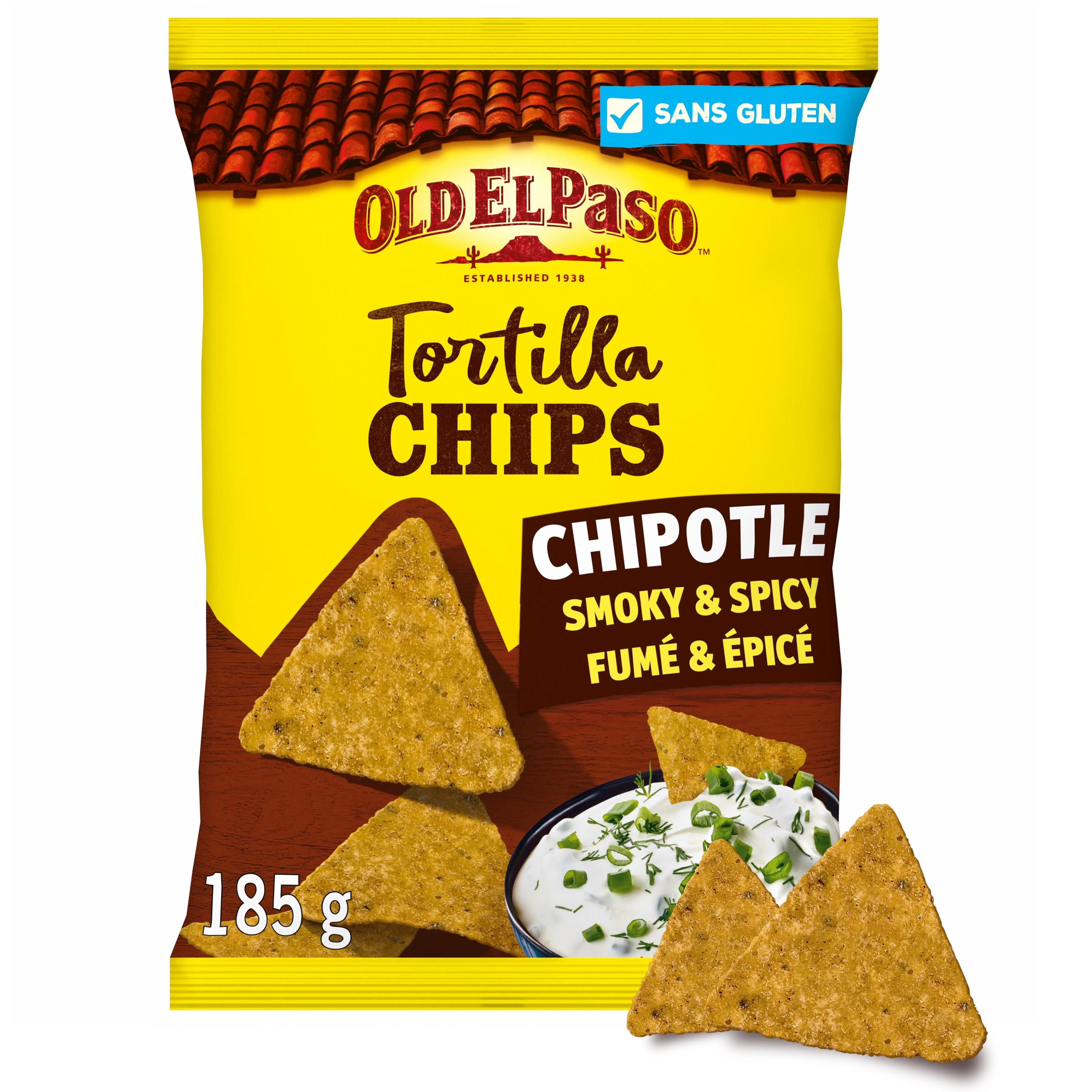 OLD EL PASO Chips tortilla chipotle saveur pimentée croustillantes 185g