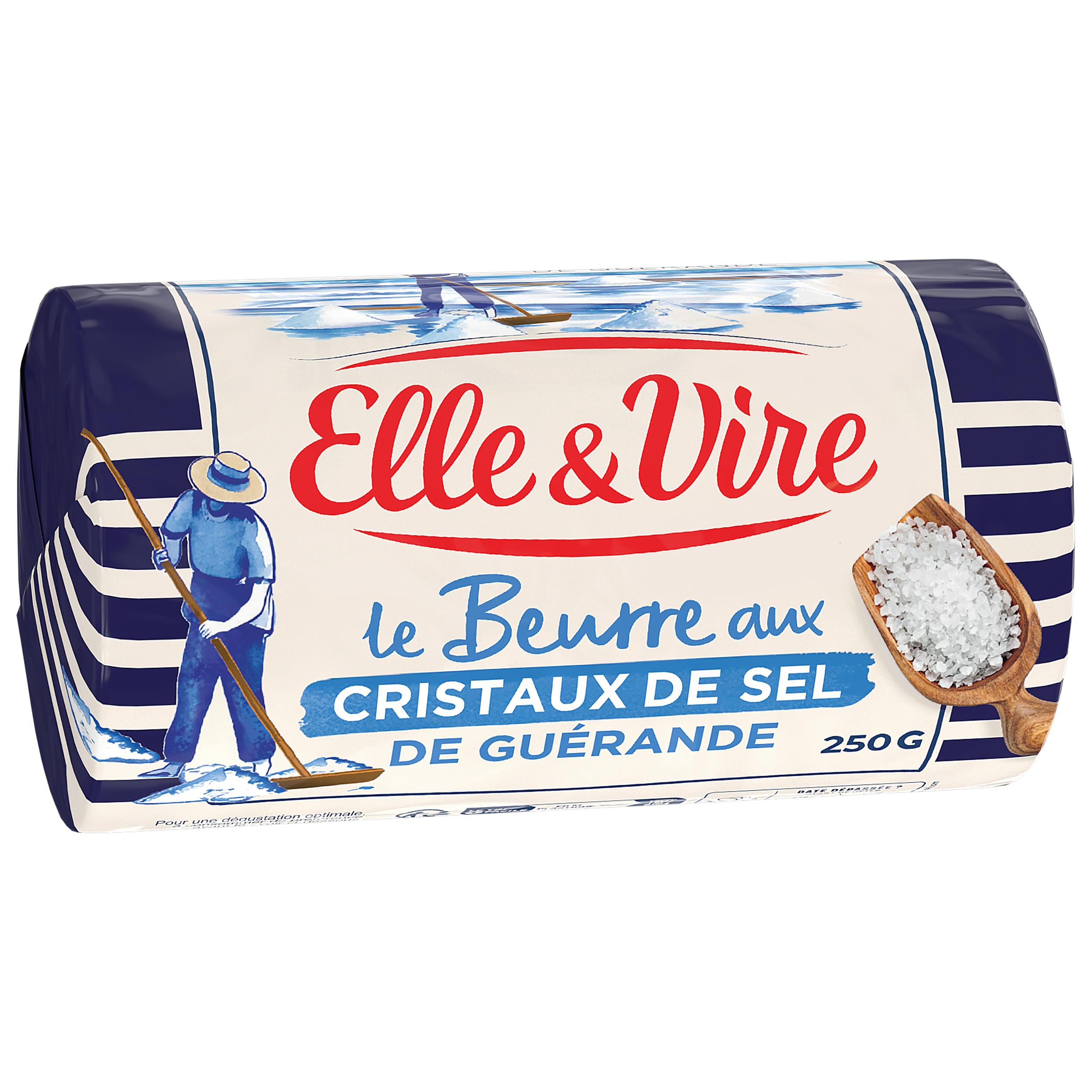 ELLE & VIRE Beurre aux cristaux de sel de Guérande 80%MG 250g